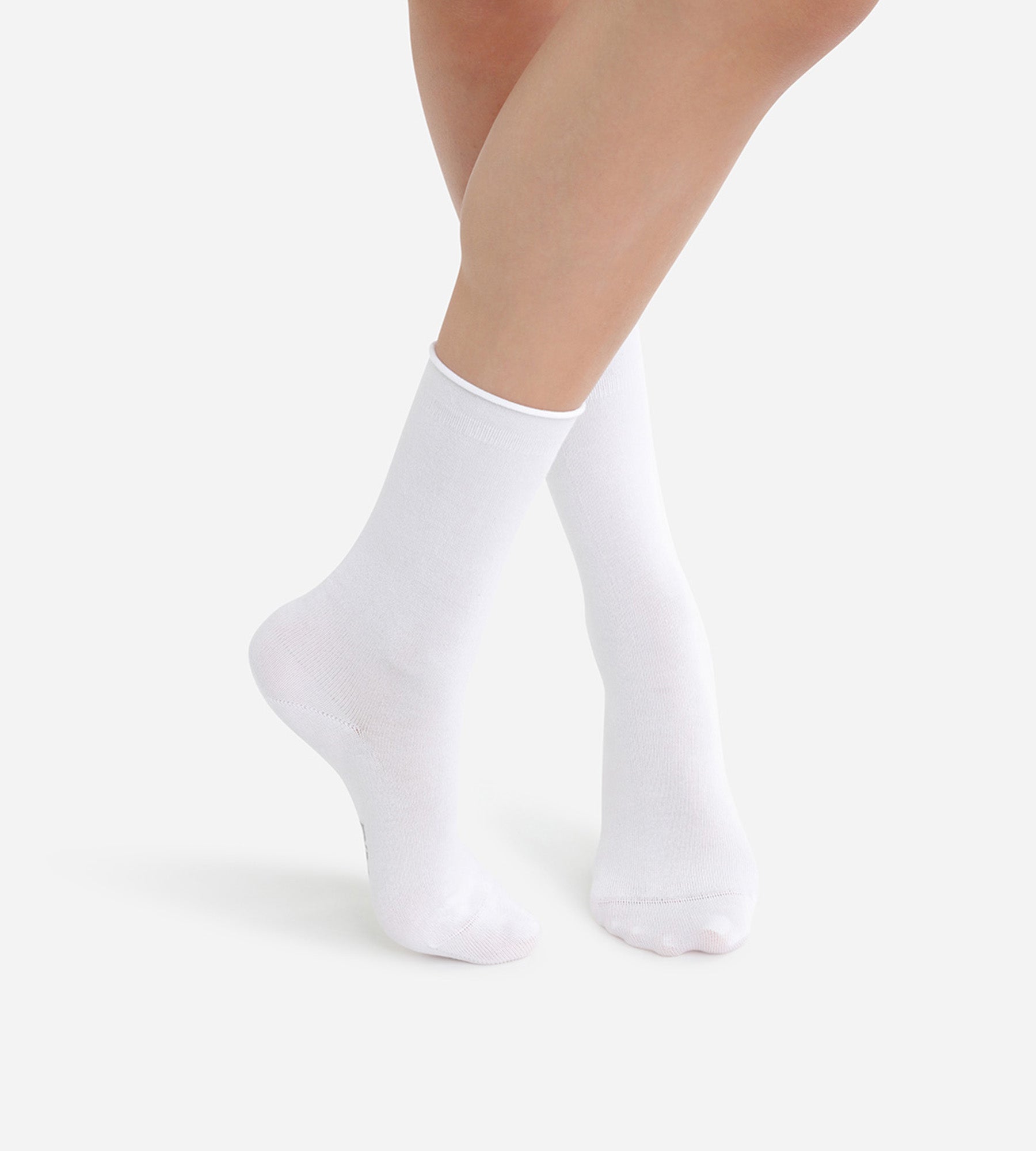 DIM 2er-Pack weiße Damensocken aus Modal-Baumwolle mit Rollbündchen - DIM Modal