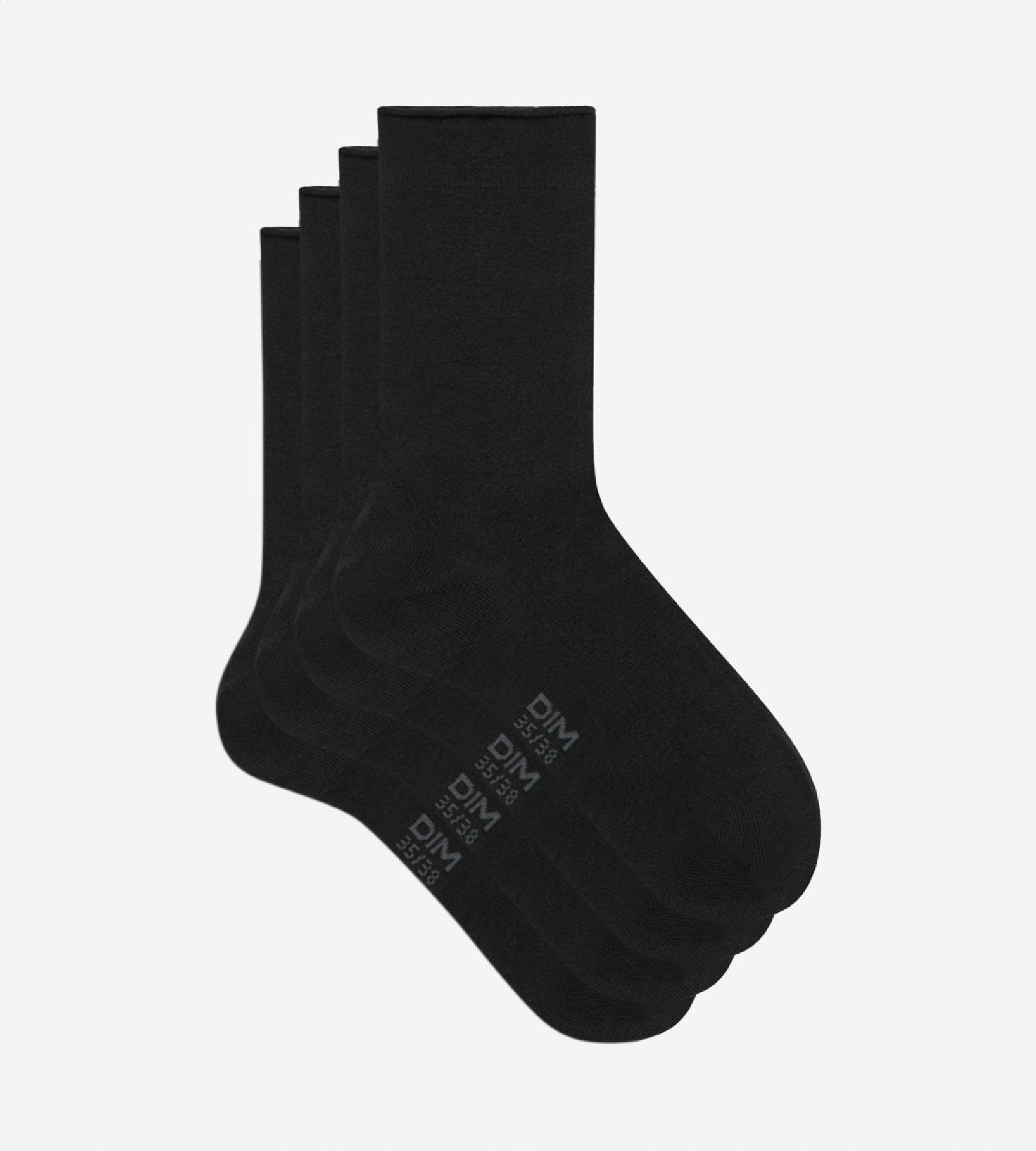 DIM 2er-Pack schwarze Damensocken aus Modal-Baumwolle mit Rollbündchen - DIM Modal