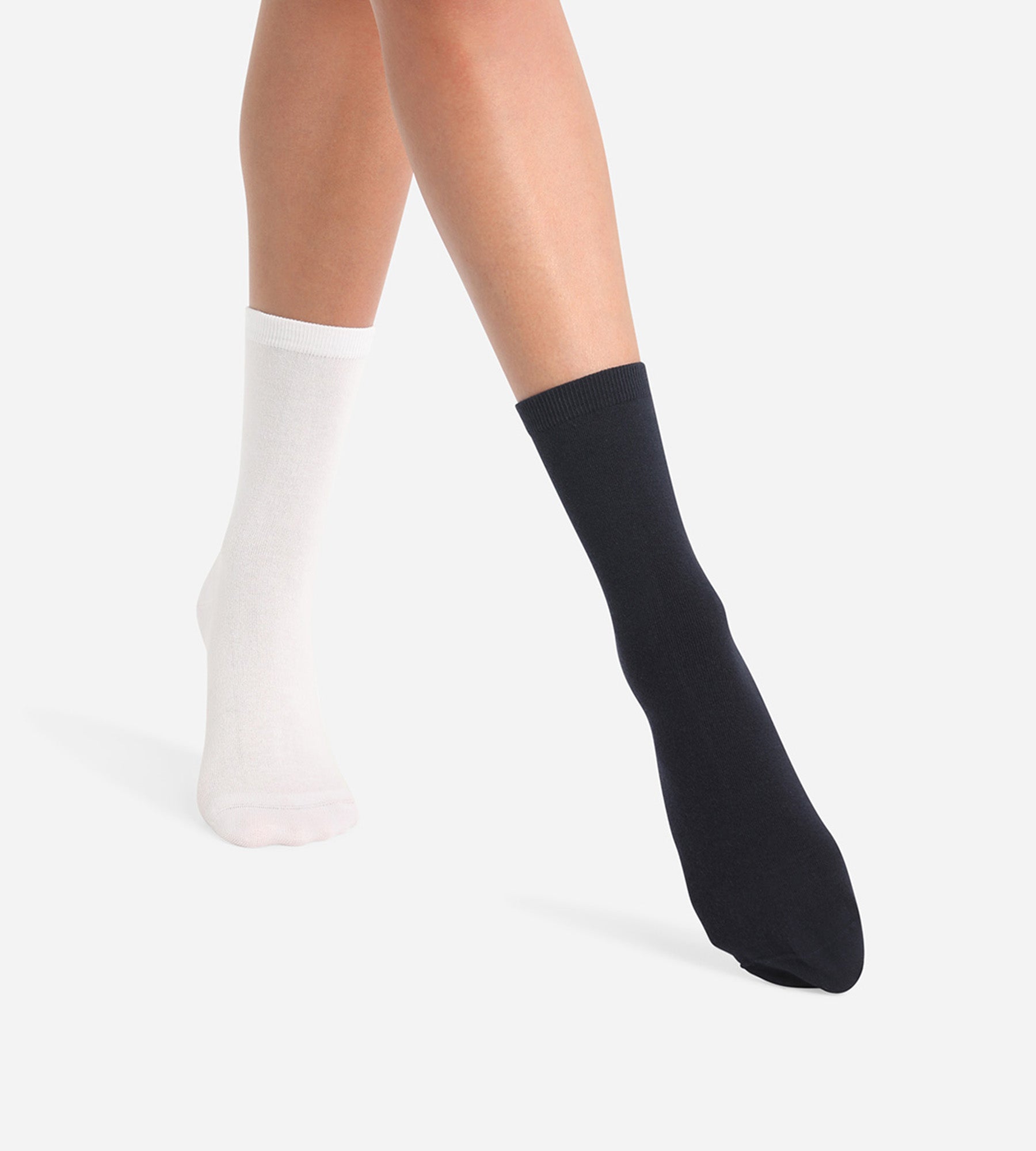DIM 2er-Pack Damensocken aus Baumwolle marineblau/weiß - Basic Cotton