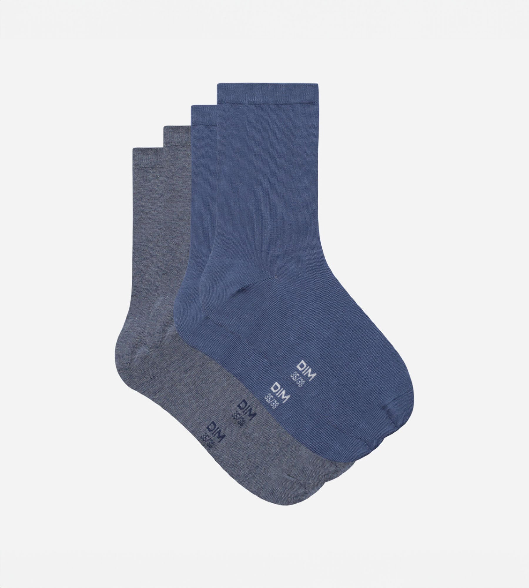 DIM 2er-Pack Damensocken aus Baumwolle marineblau/weiß - Basic Cotton