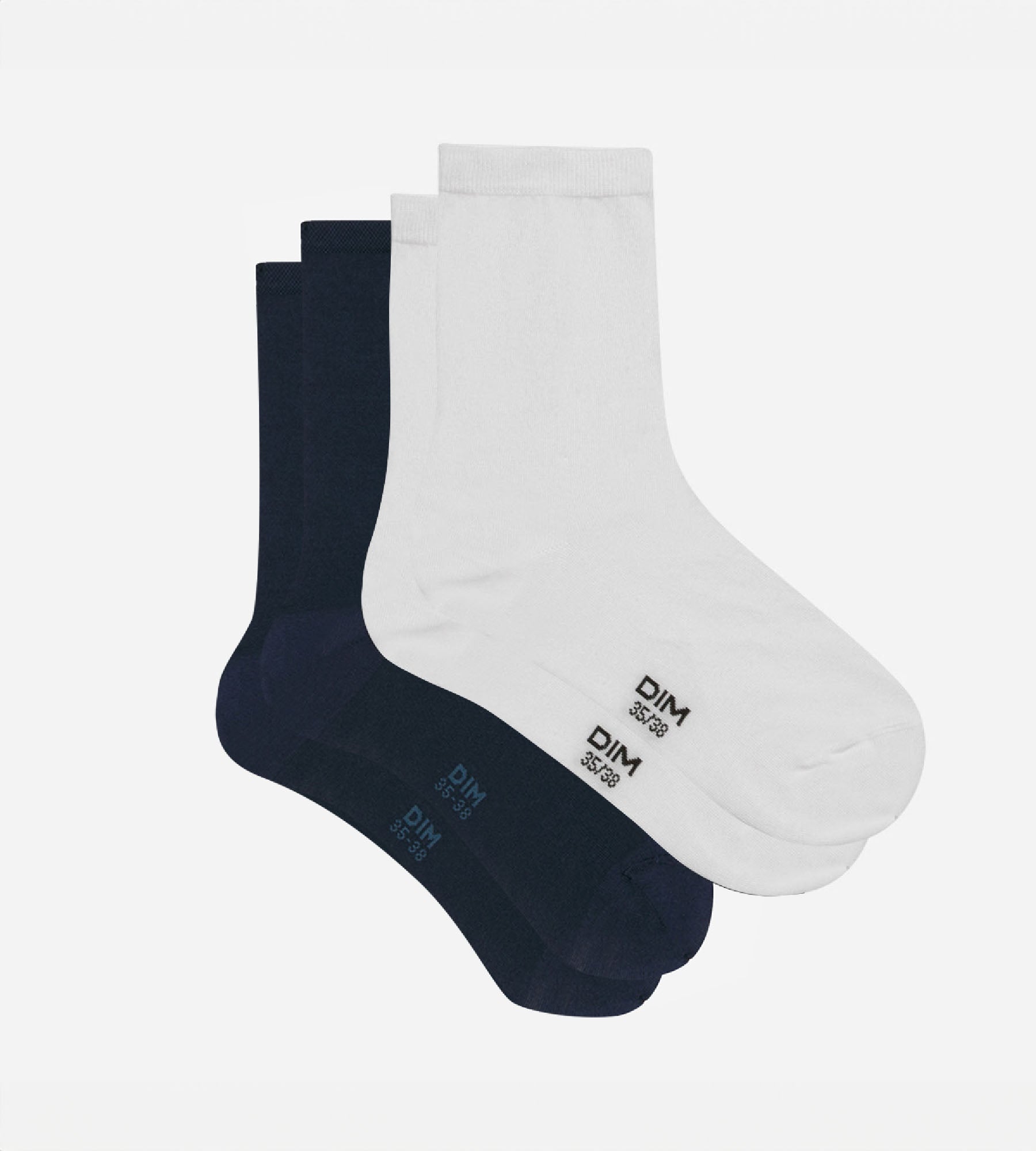DIM 2er-Pack Damensocken aus Baumwolle marineblau/weiß - Basic Cotton