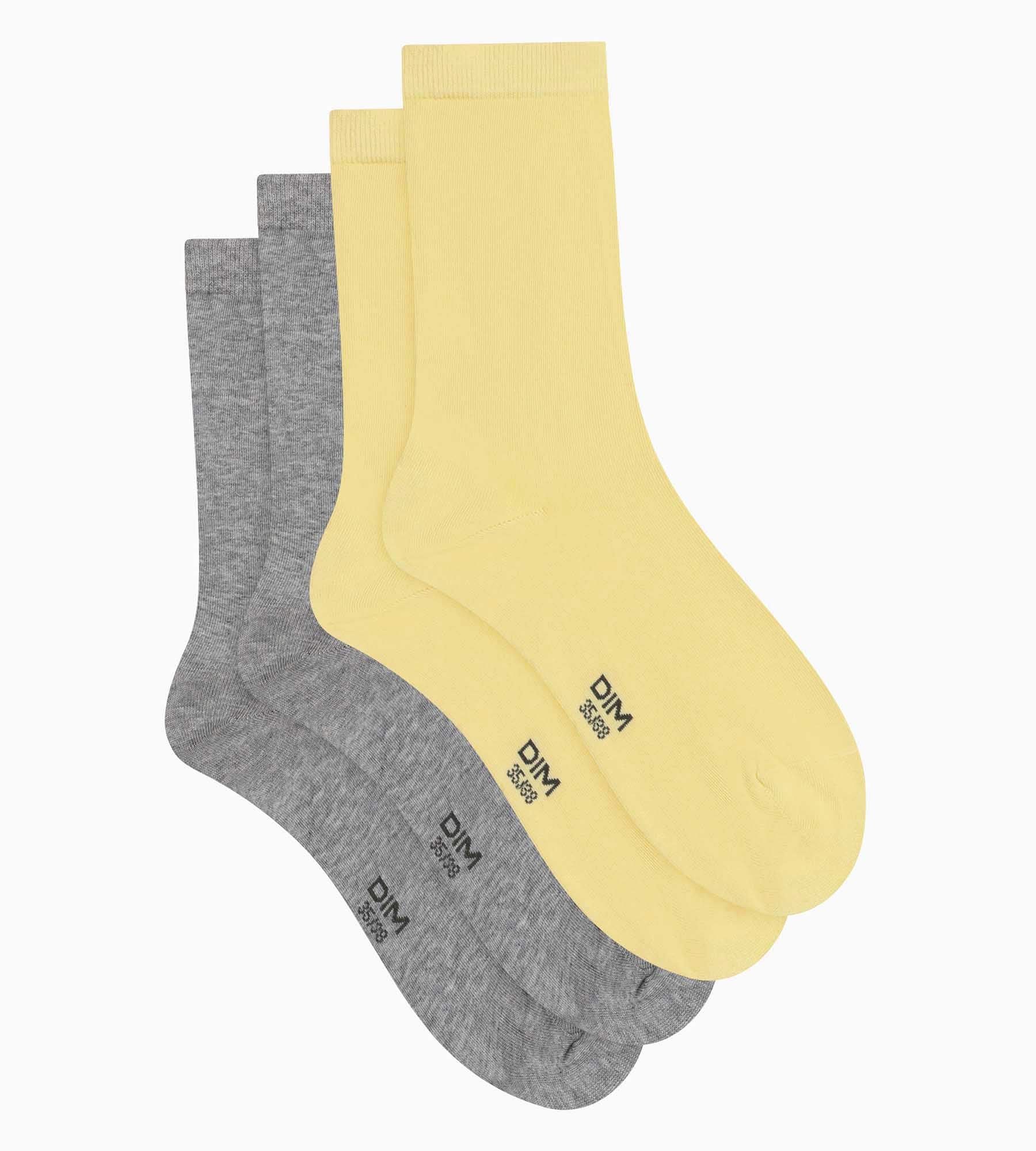 DIM 2er-Pack Damensocken aus Baumwolle in Bananengelb Dim