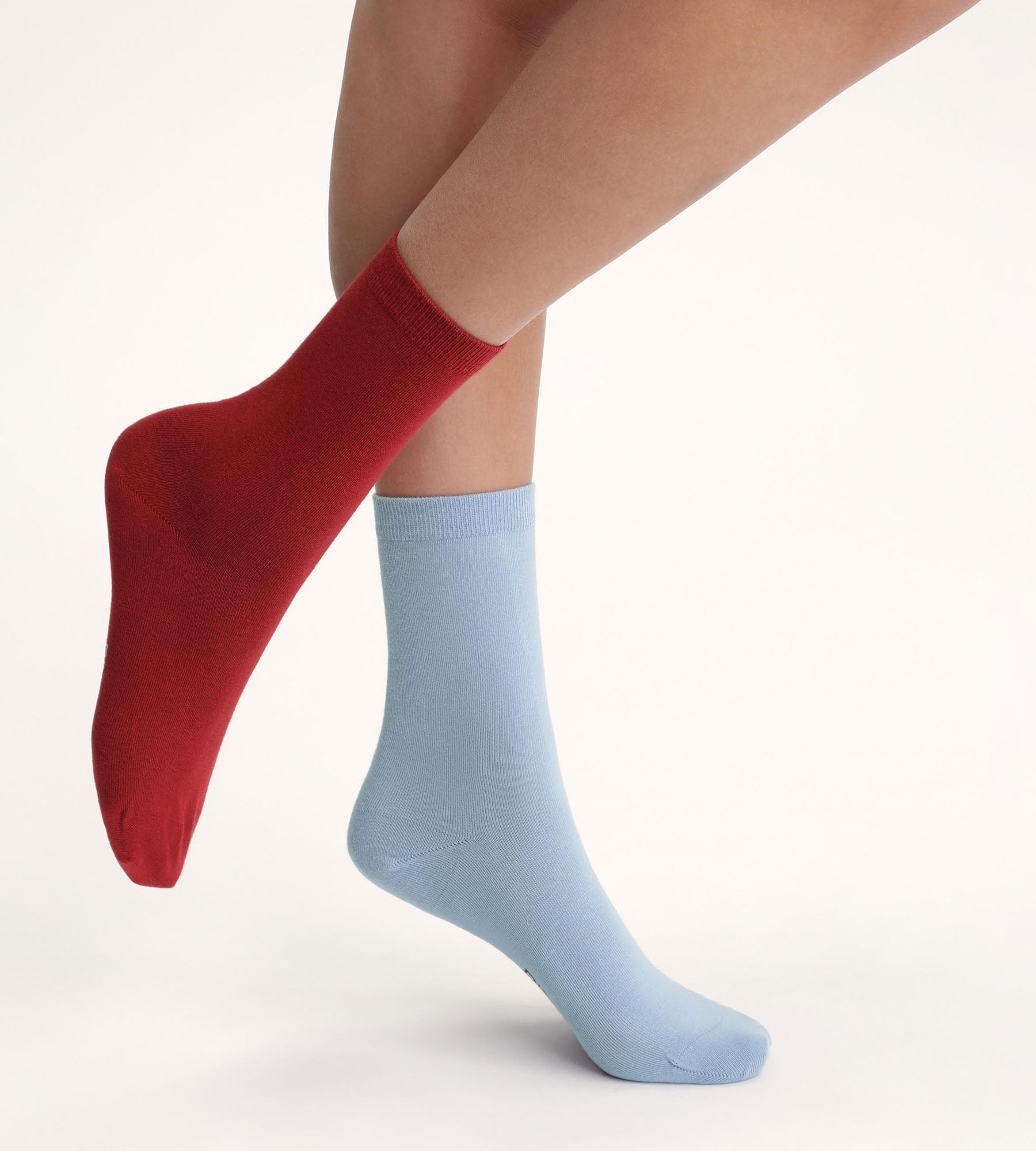 DIM 2er-Pack Damen-Socken Rot Blau Baumwolle