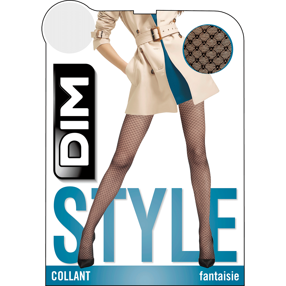 DIM Schwarze gemusterte Strumpfhose mit Schmuckdetail 23D - Madame So Chic
