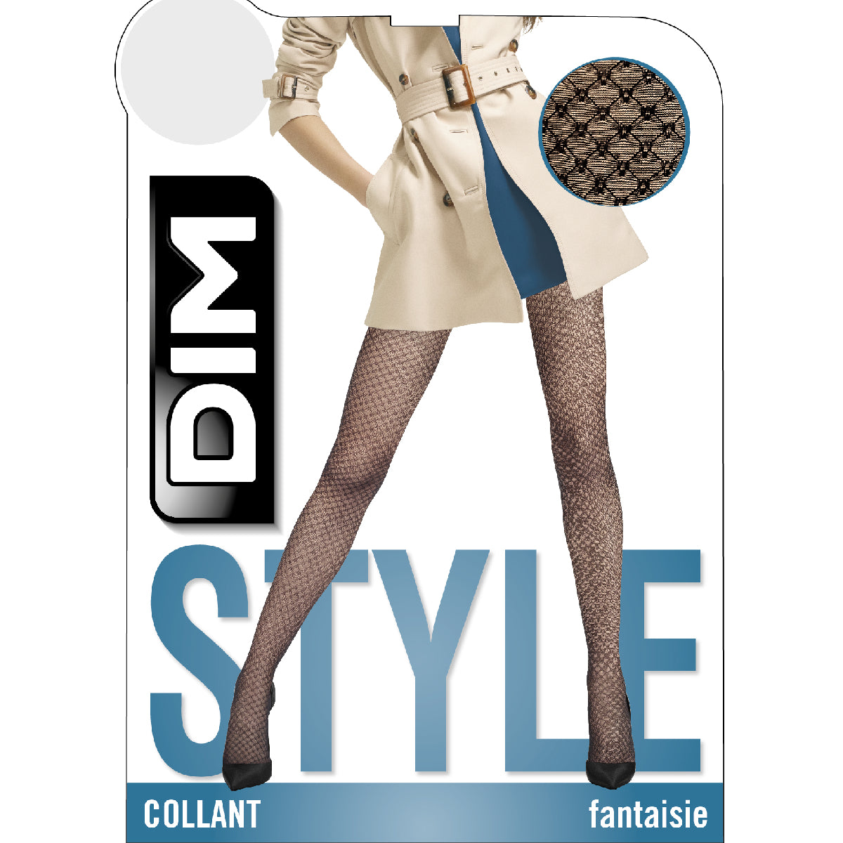 DIM Schwarze gemusterte Strumpfhose mit Schmuckdetail 23D - Madame So Chic