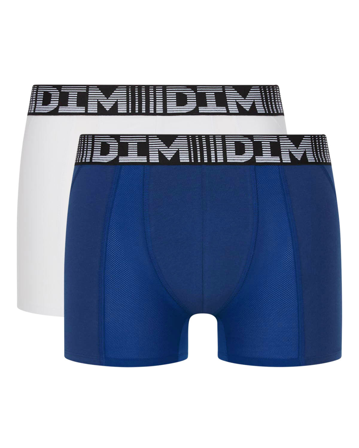 DIM 2er-Pack längere Anti-Transpirant-Boxershorts stahlblau/weiß - 3D Flex Air