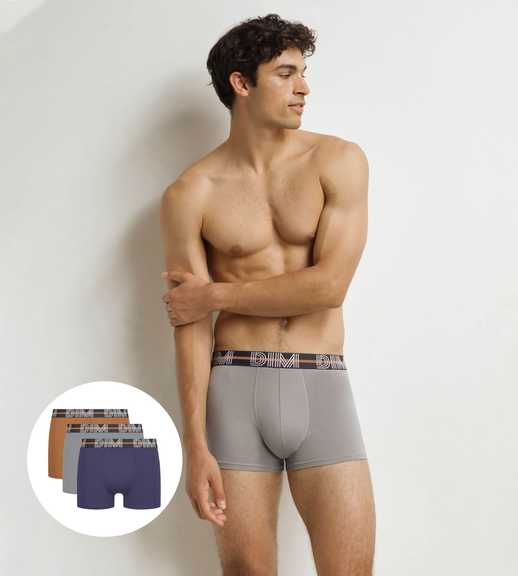 DIM 3er-Pack Boxershorts für Männer Violett Grau Erde Powerful