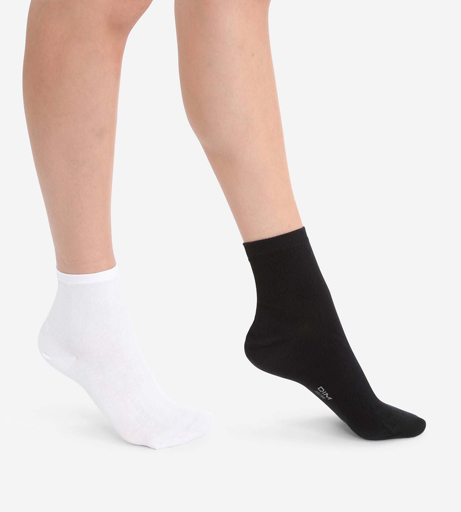 DIM 2er-Pack Damensocken aus Baumwolle schwarz/weiß