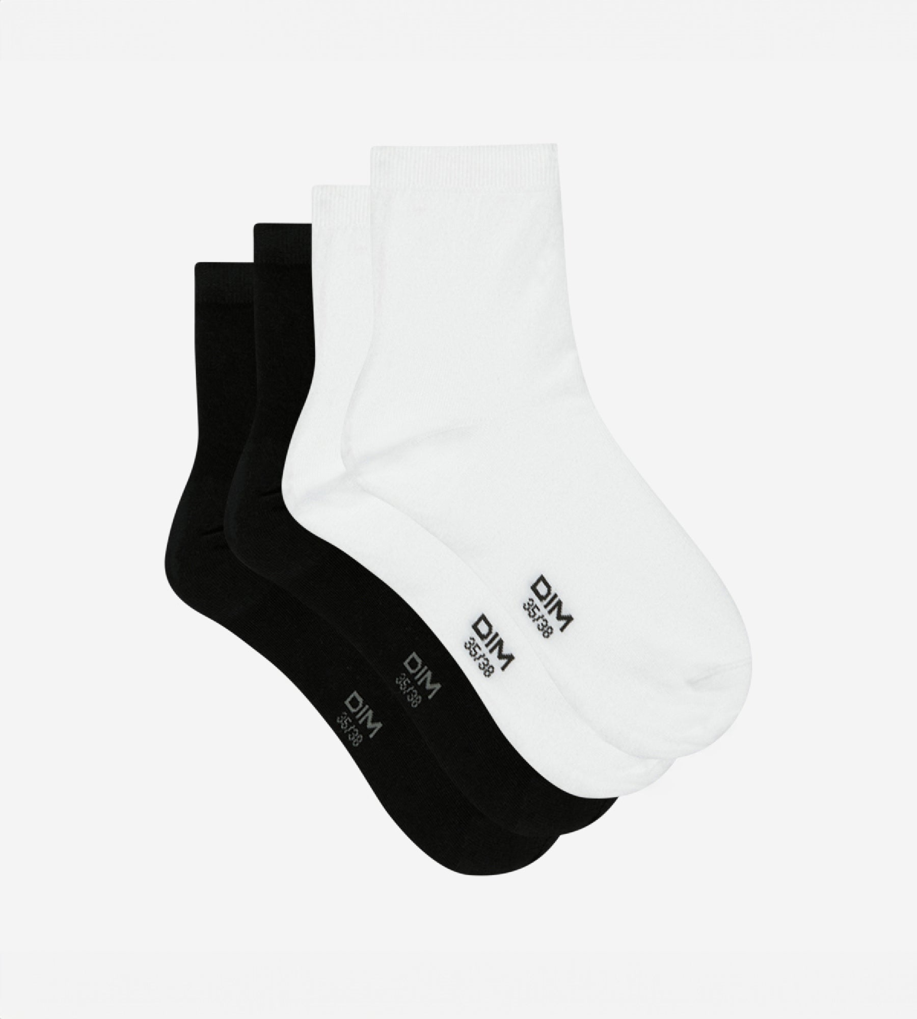 DIM 2er-Pack Damensocken aus Baumwolle schwarz/weiß