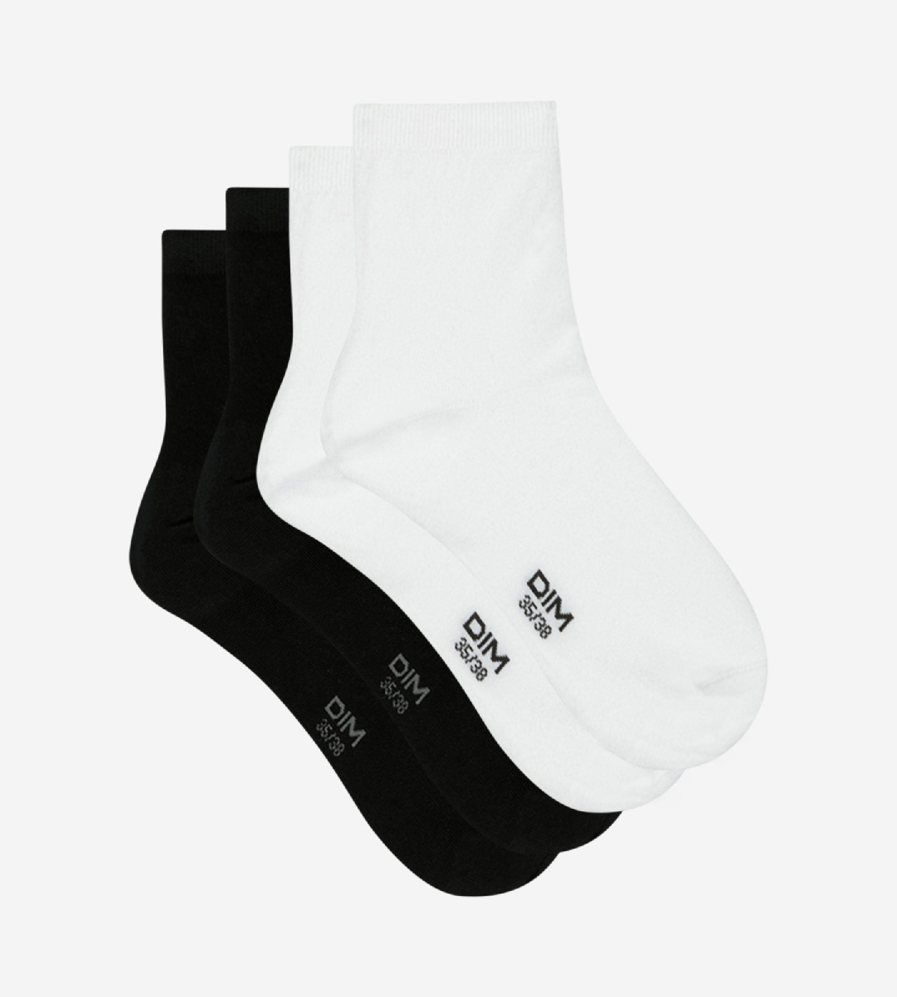 DIM 2er-Pack Damensocken aus Baumwolle schwarz/weiß