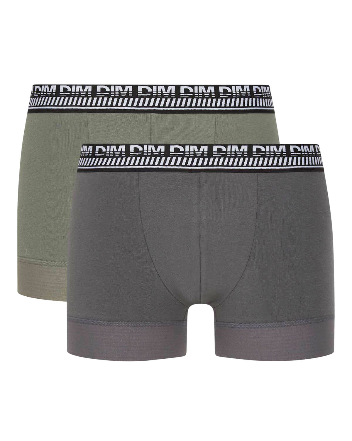 DIM 2er-Pack grau/grüne Boxershorts mit PowerGrip Beinabschluss - Stay & Fit