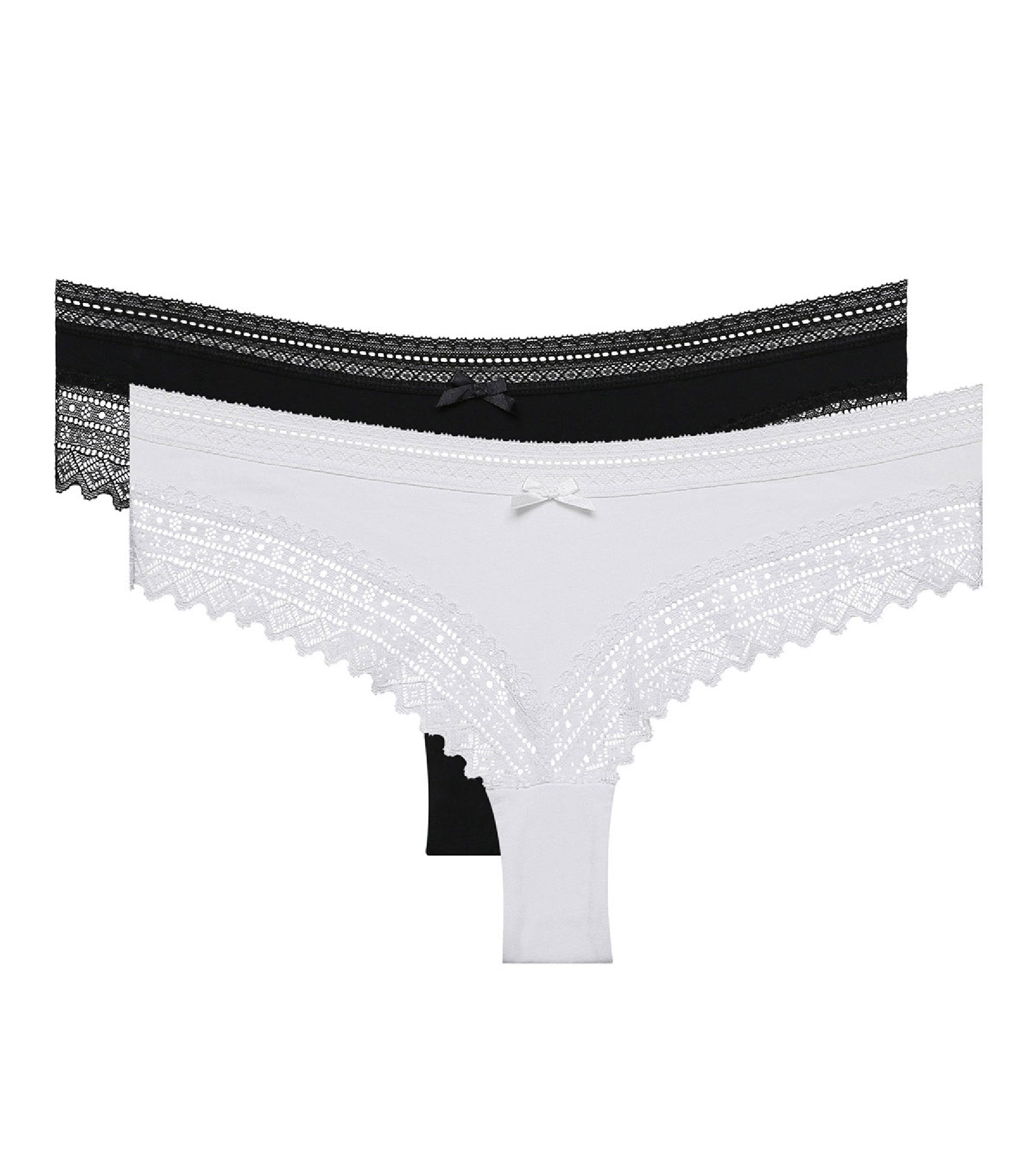 DIM 2er-Pack Hipster aus Baumwolle mit Spitze weiß/schwarz - Sexy Fashion