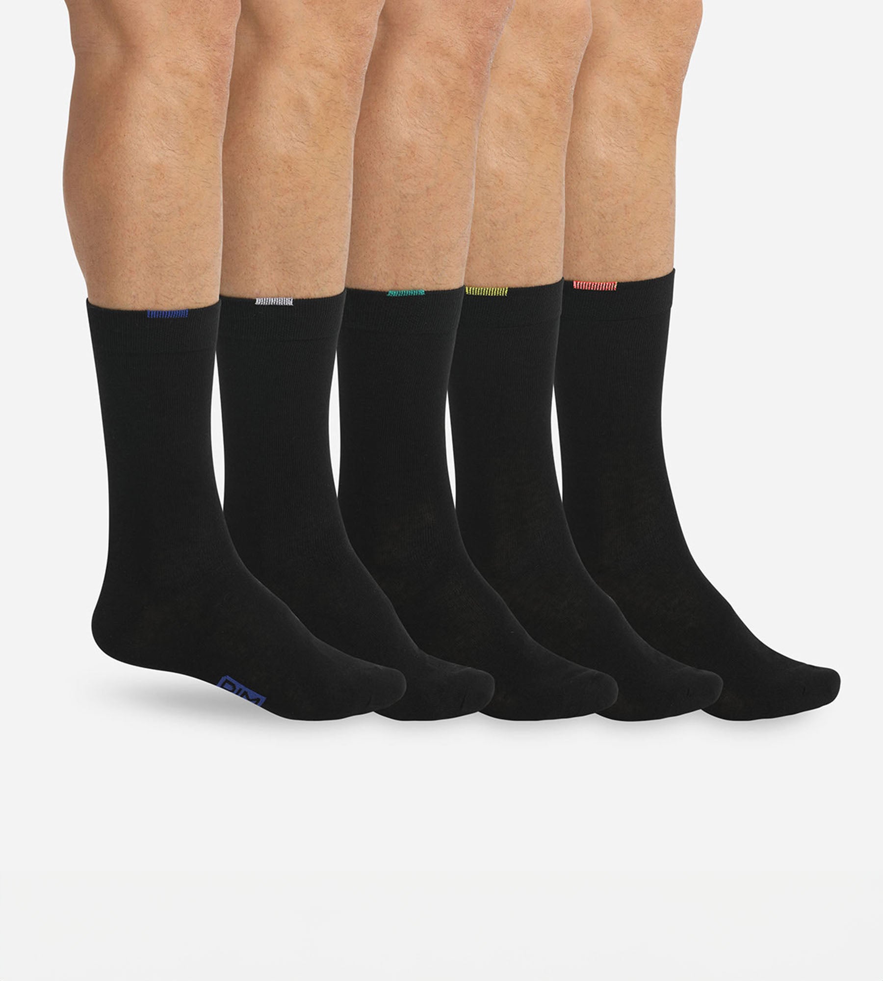 DIM 5er-Pack schwarze Herrensocken mit farbiger Markierung - EcoDIM