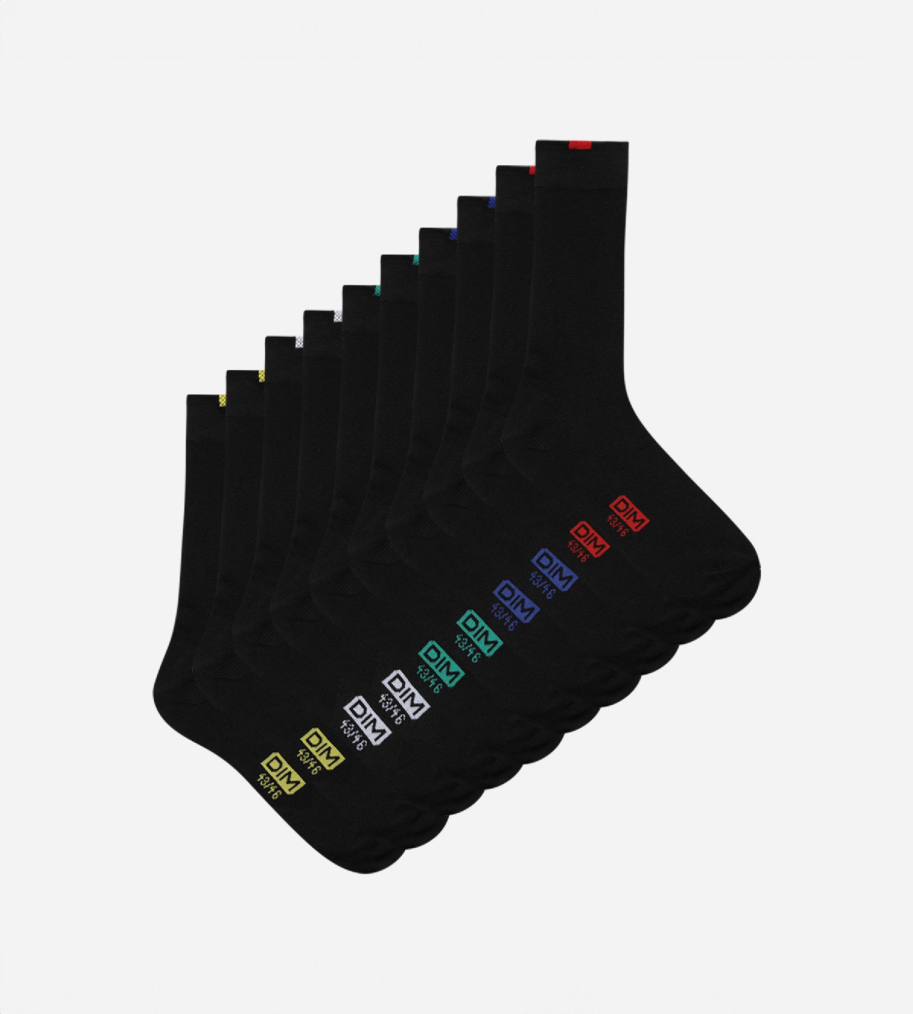 DIM 5er-Pack schwarze Herrensocken mit farbiger Markierung - EcoDIM