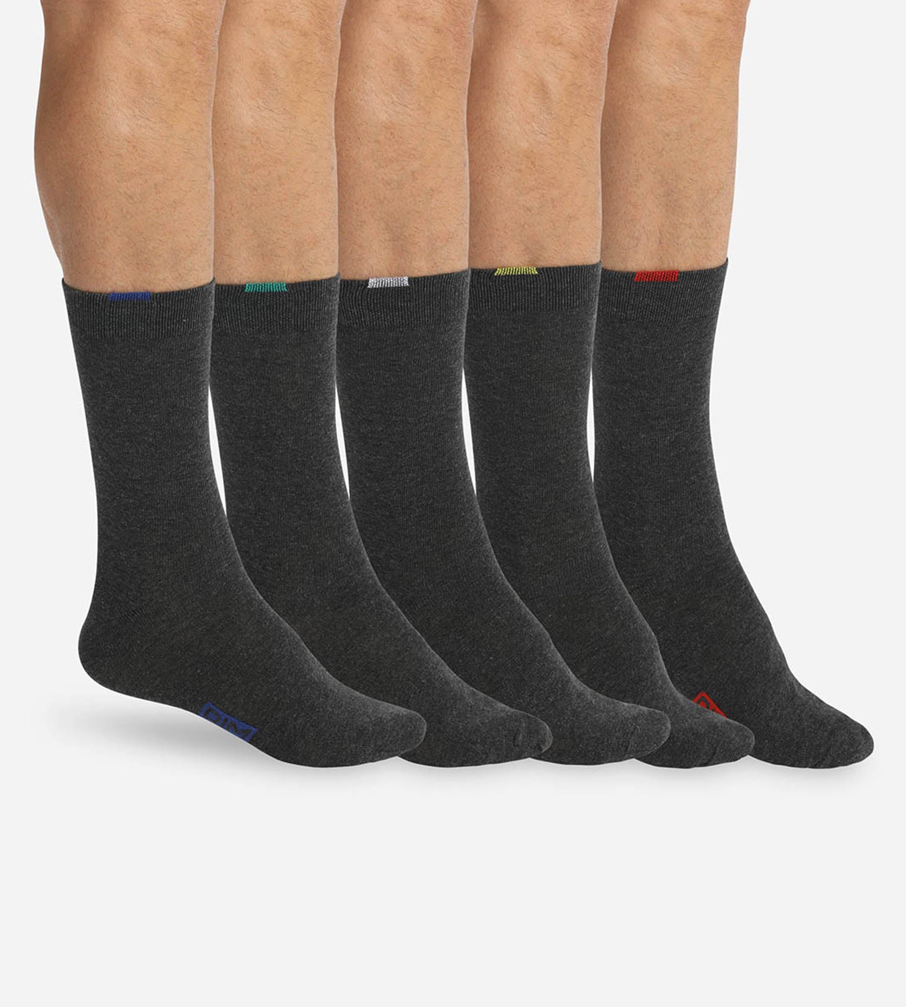 DIM 5er-Pack graue Herrensocken mit farbiger Markierung - EcoDIM