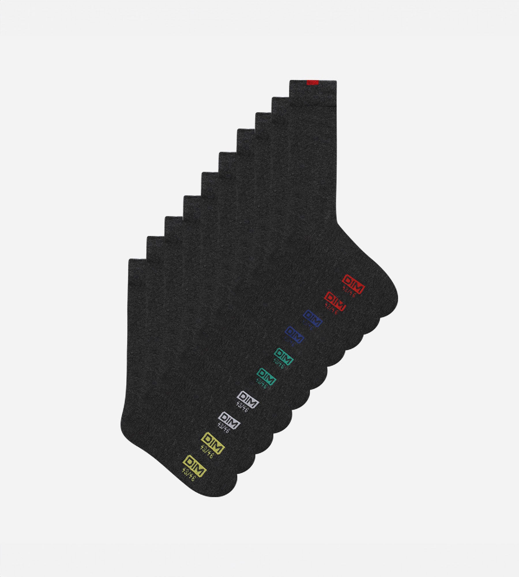 DIM 5er-Pack graue Herrensocken mit farbiger Markierung - EcoDIM