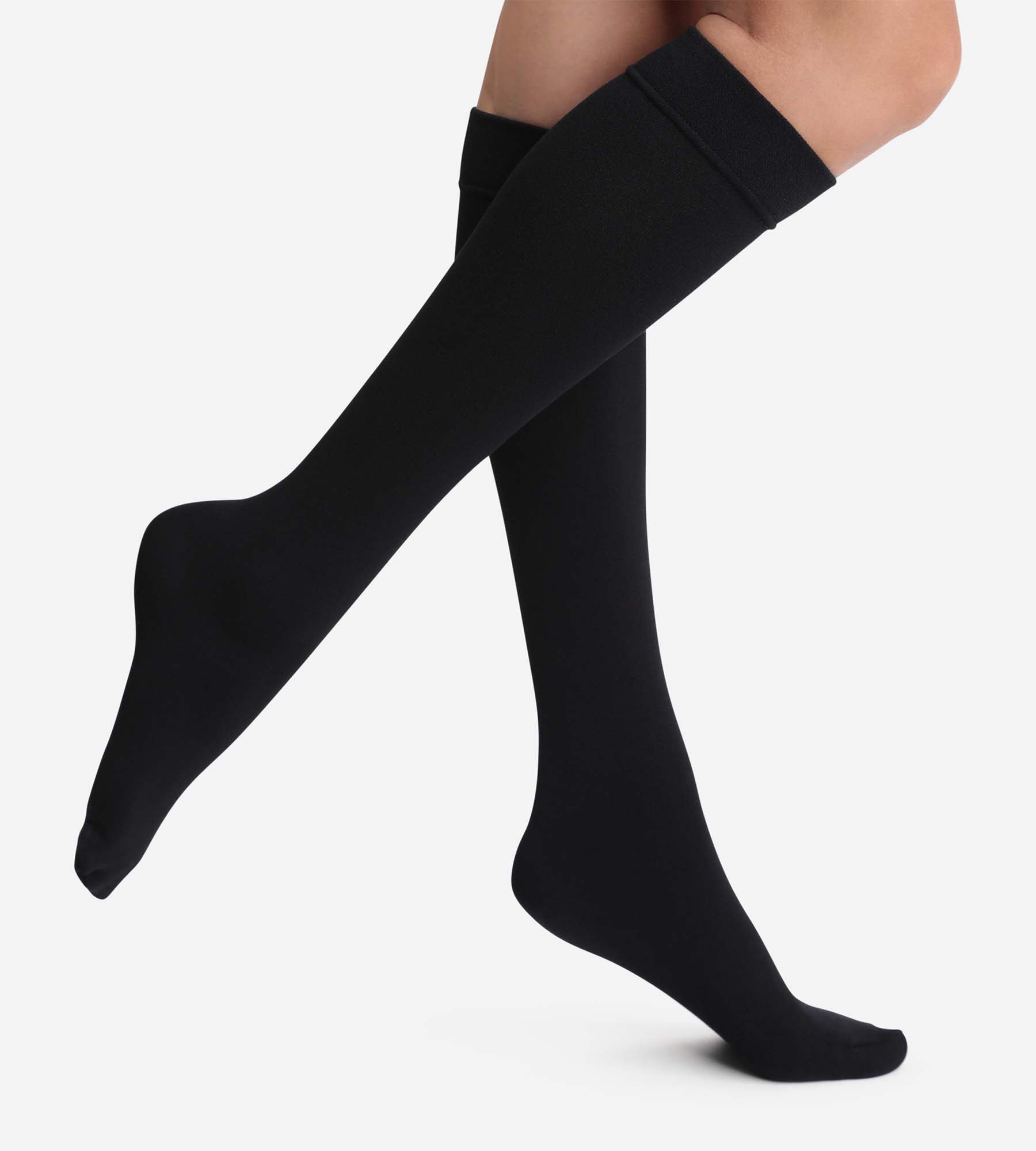 DIM Kniestrümpfe aus Fleece schwarz undurchsichtig 140D Dim Thermo