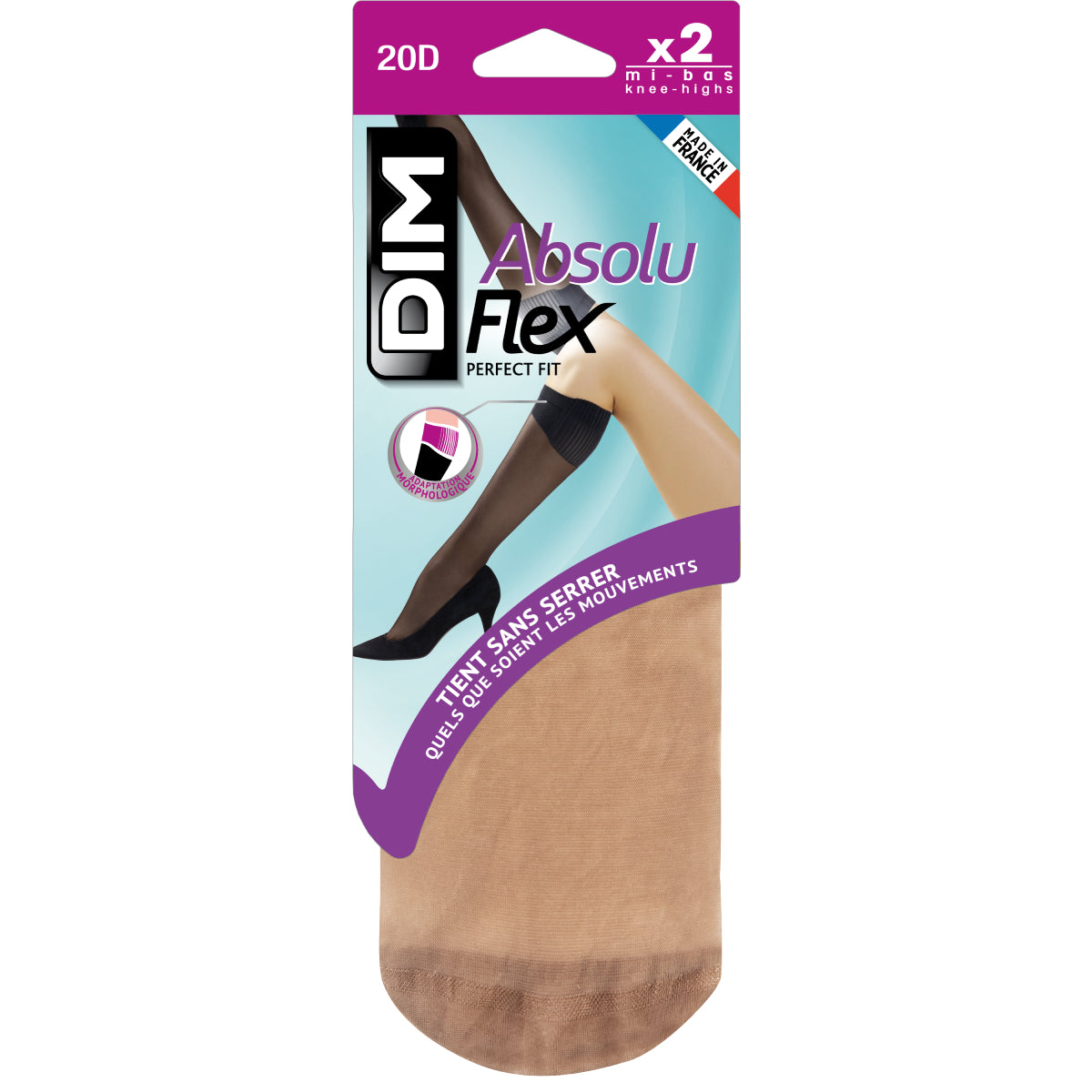 DIM 2er-Pack karamellfarbene transparente Strümpfe 20D - AbsoluFlex