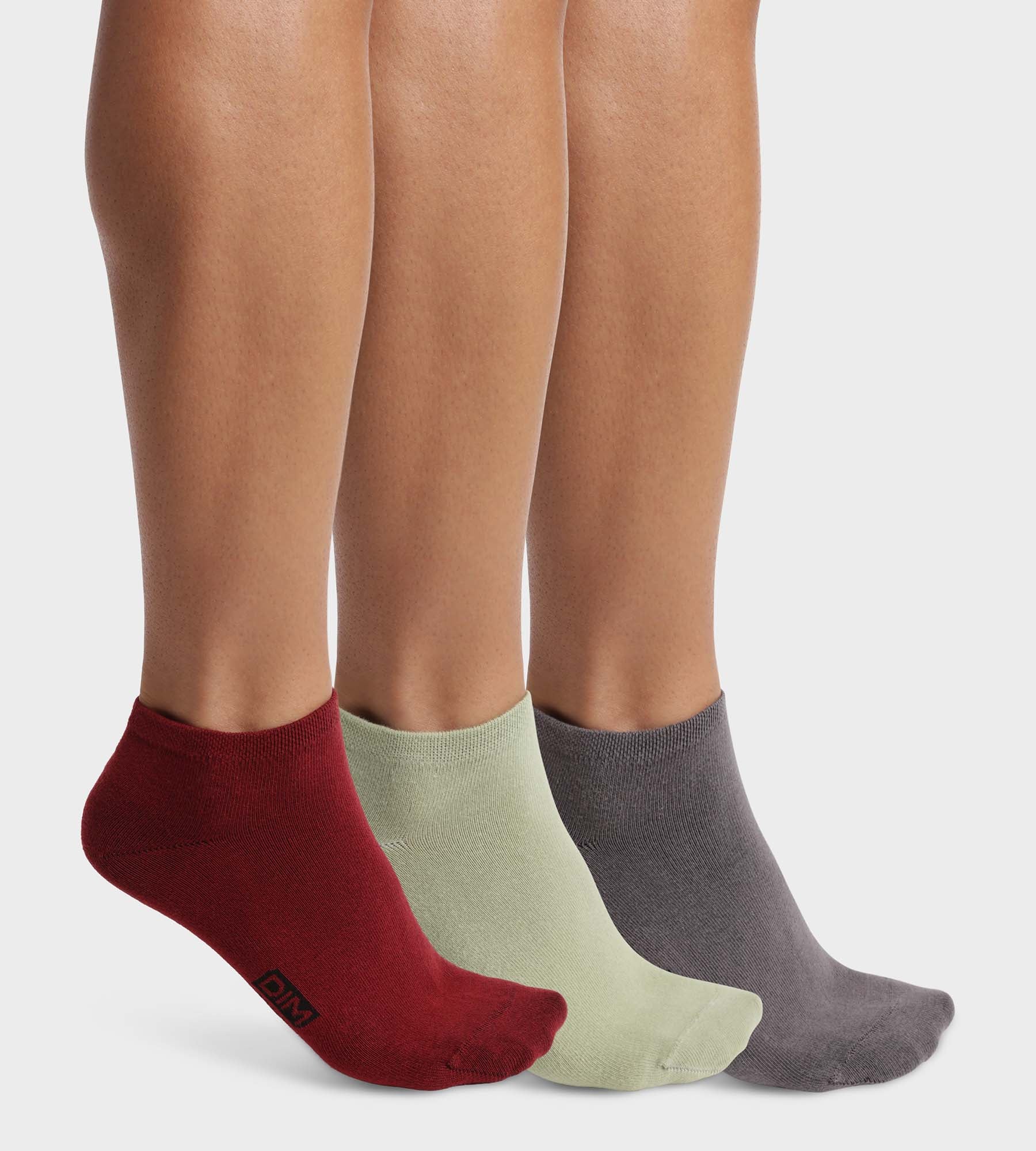 DIM 3er-Pack graue/grüne/rote Herren-Sneakersocken aus Baumwolle
