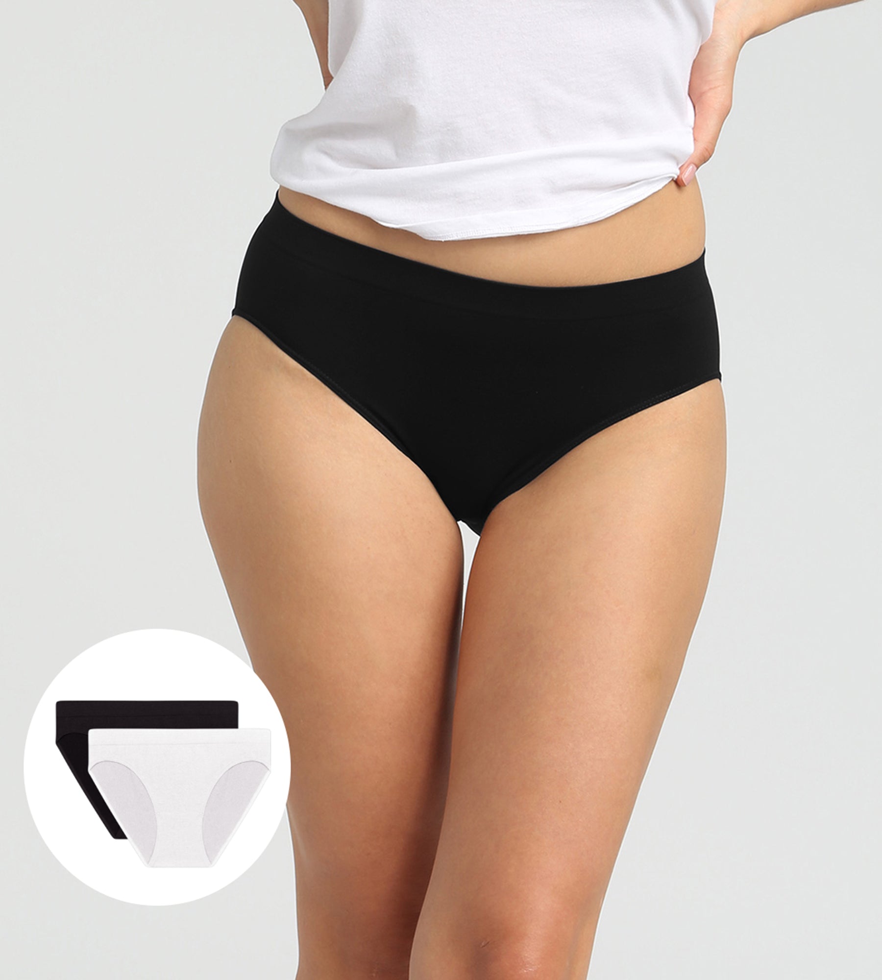 DIM 2er-Pack nahtlose Slips aus Mikrofaser schwarz/weiß – Pockets EcoDIM
