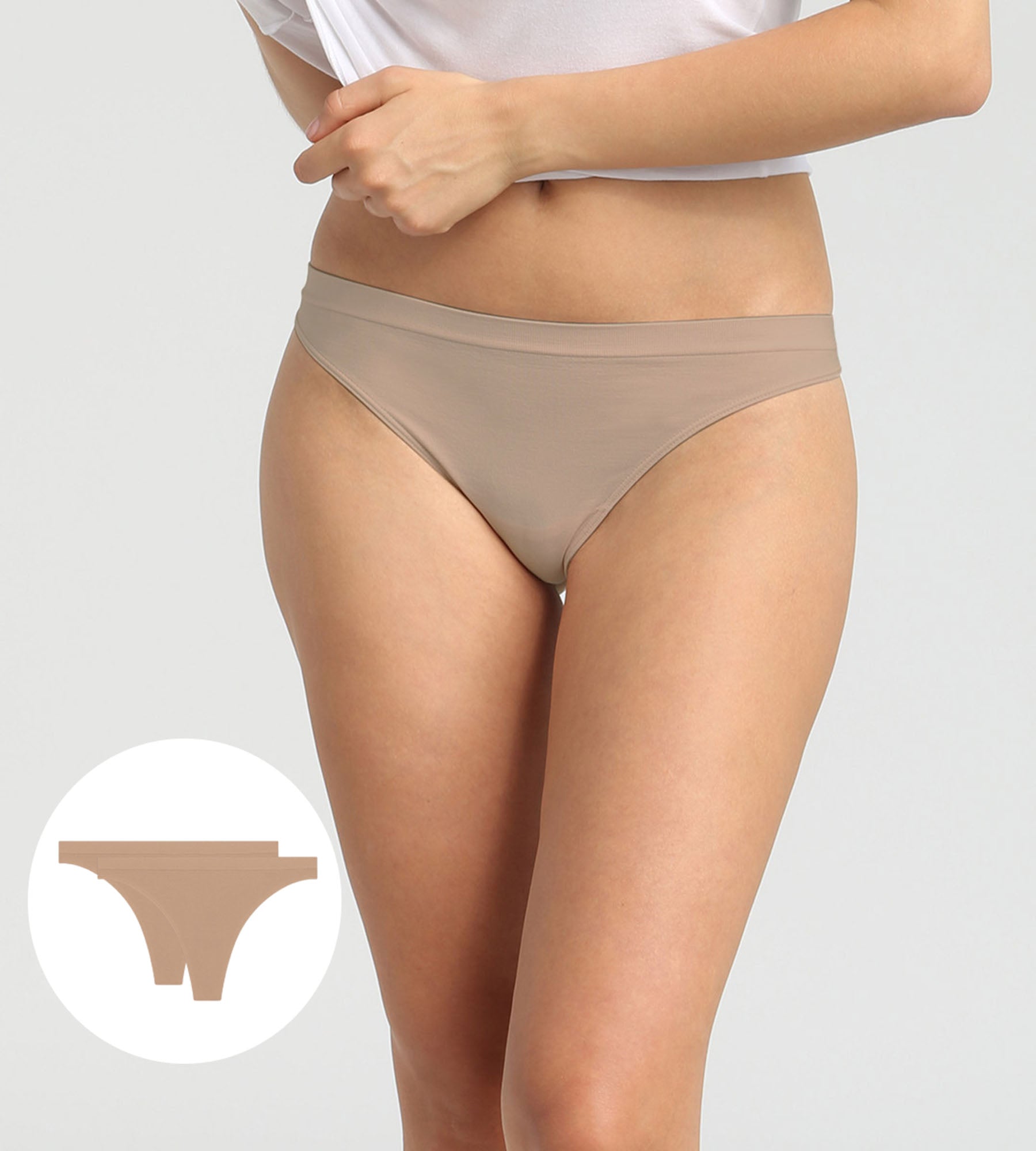 DIM 2er-Pack hautfarbene Stringtangas aus Mikrofaser – Pockets EcoDim
