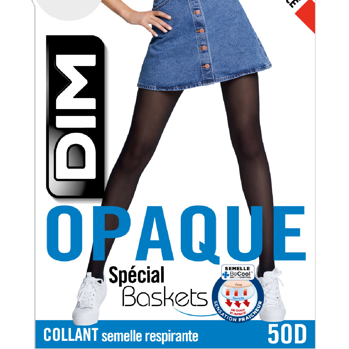 DIM Schwarze blickdichte Strumpfhose für Sneaker 50D