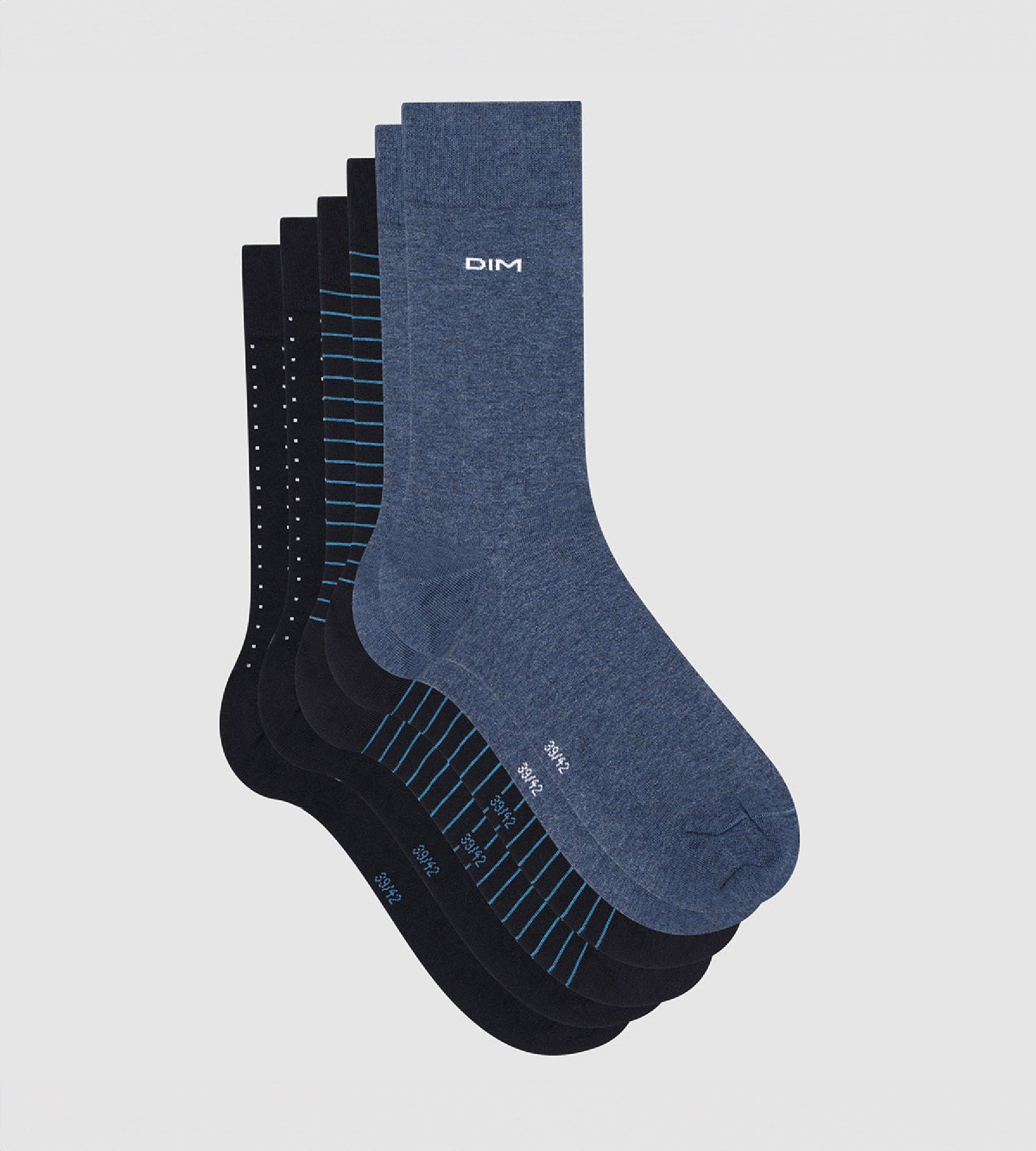 DIM 3er-Pack Herrensocken aus Baumwolle marineblau/jeansblau - Cotton Style