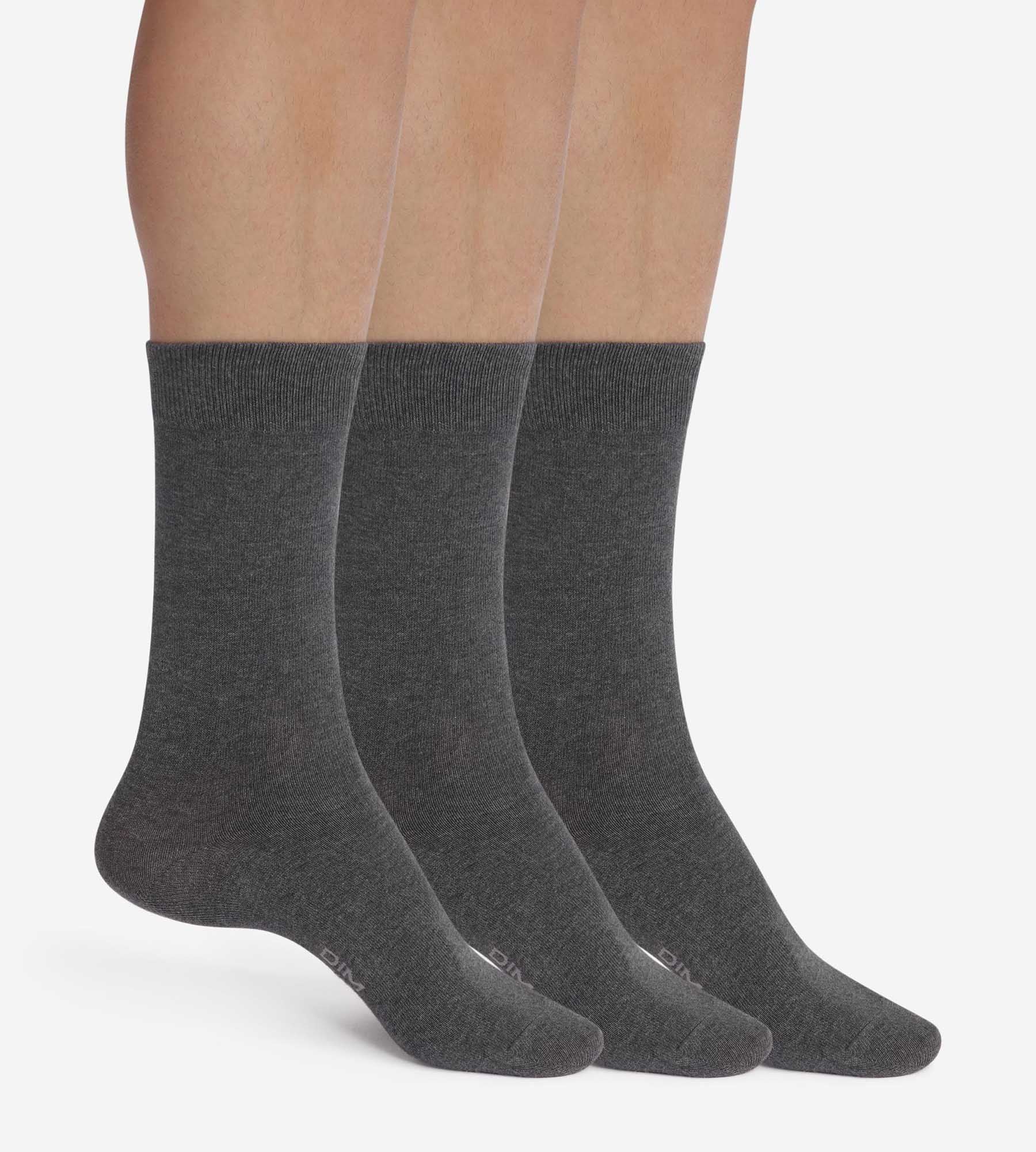 DIM Packung mit 3 Paar Herrensocken Anthrazit Heather Dim Cotton
