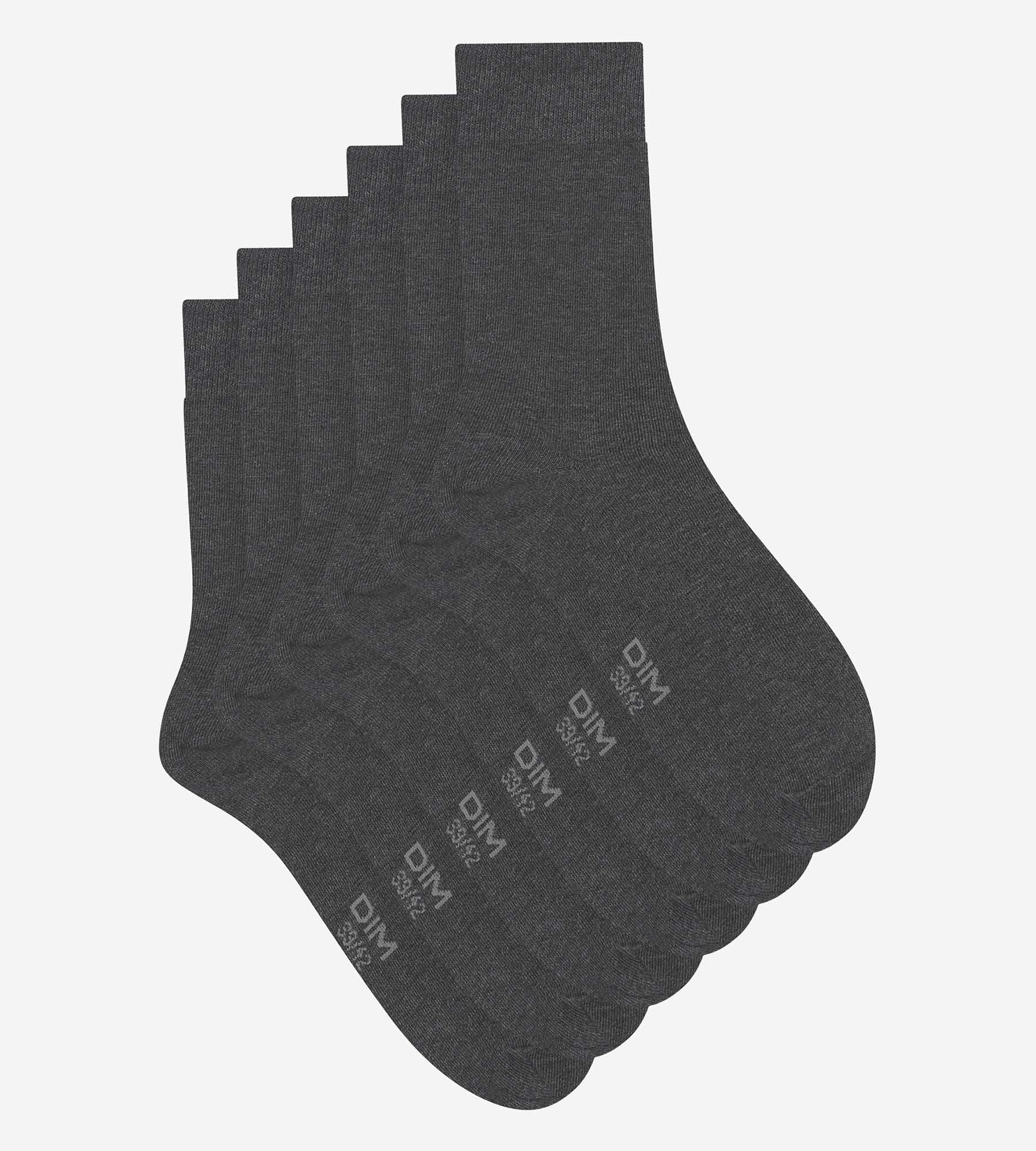 DIM Packung mit 3 Paar Herrensocken Anthrazit Heather Dim Cotton