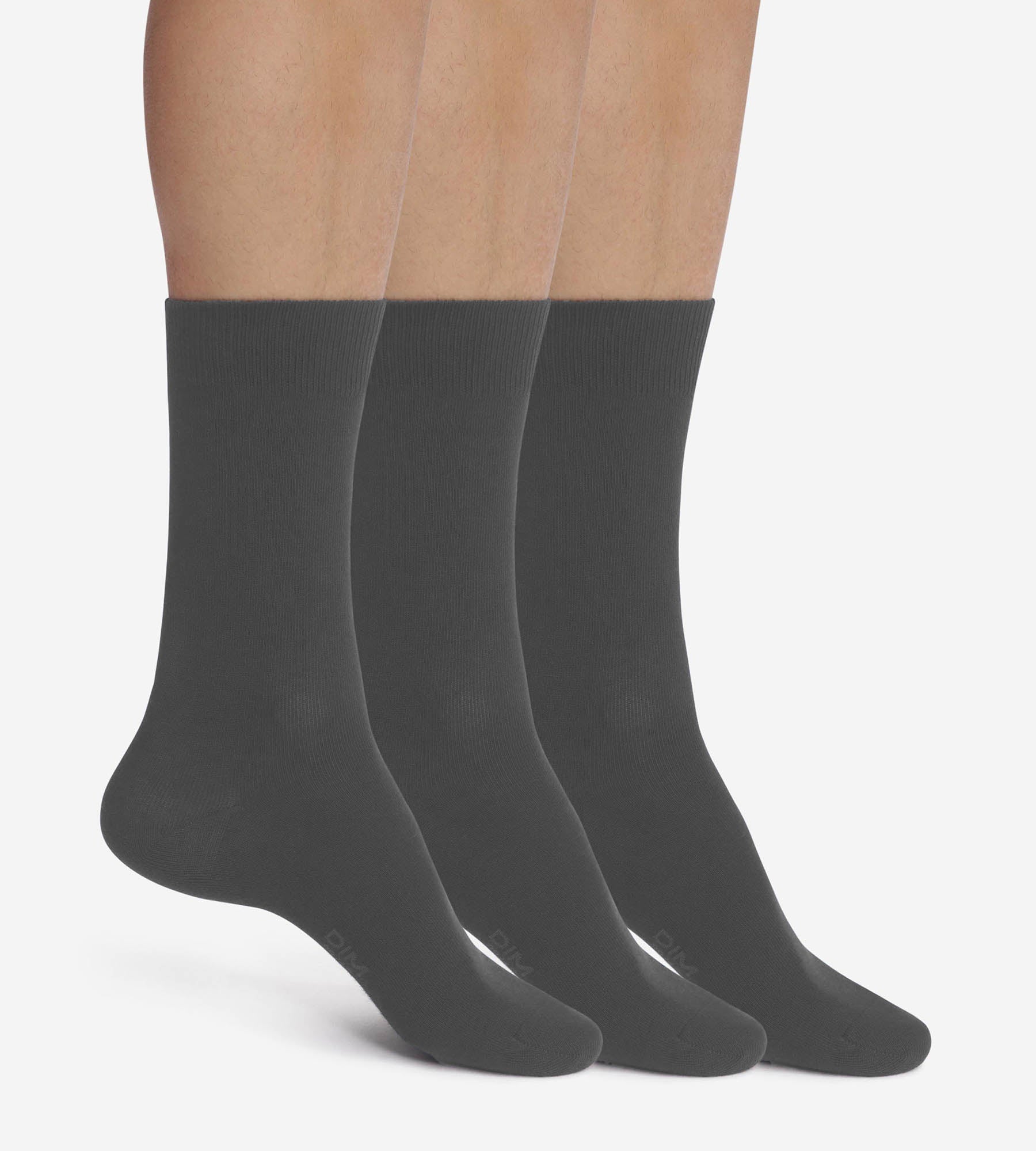 DIM Packung mit 3 Paar anthrazitfarbenen Dim Cotton Comfort-Socken für Herren