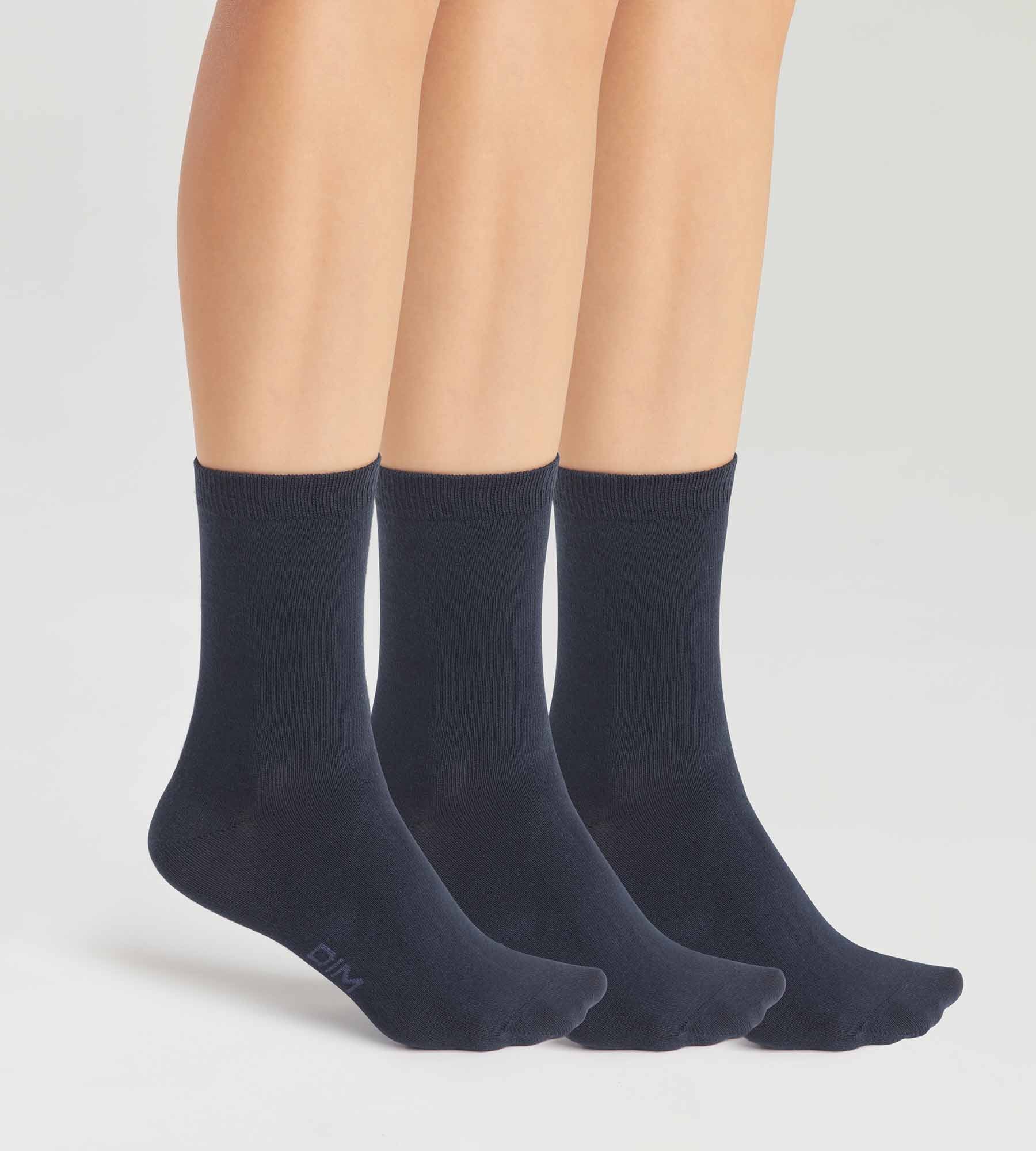 DIM 3er-Pack Damensocken aus Baumwolle marineblau - Basic Cotton