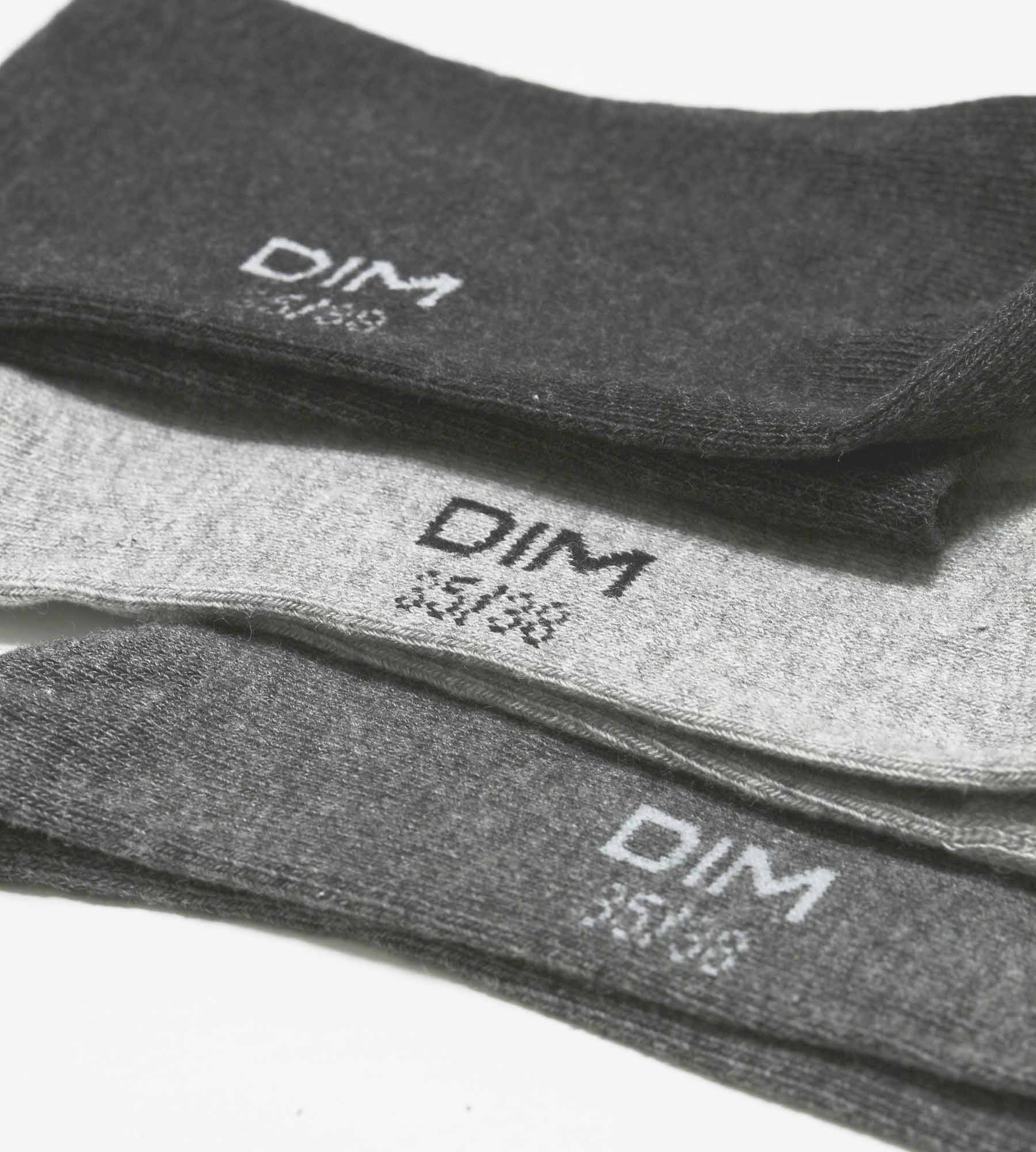 DIM 3er-Pack Damensocken aus Baumwolle hell/mittel/dunkelgrau - Basic Cotton