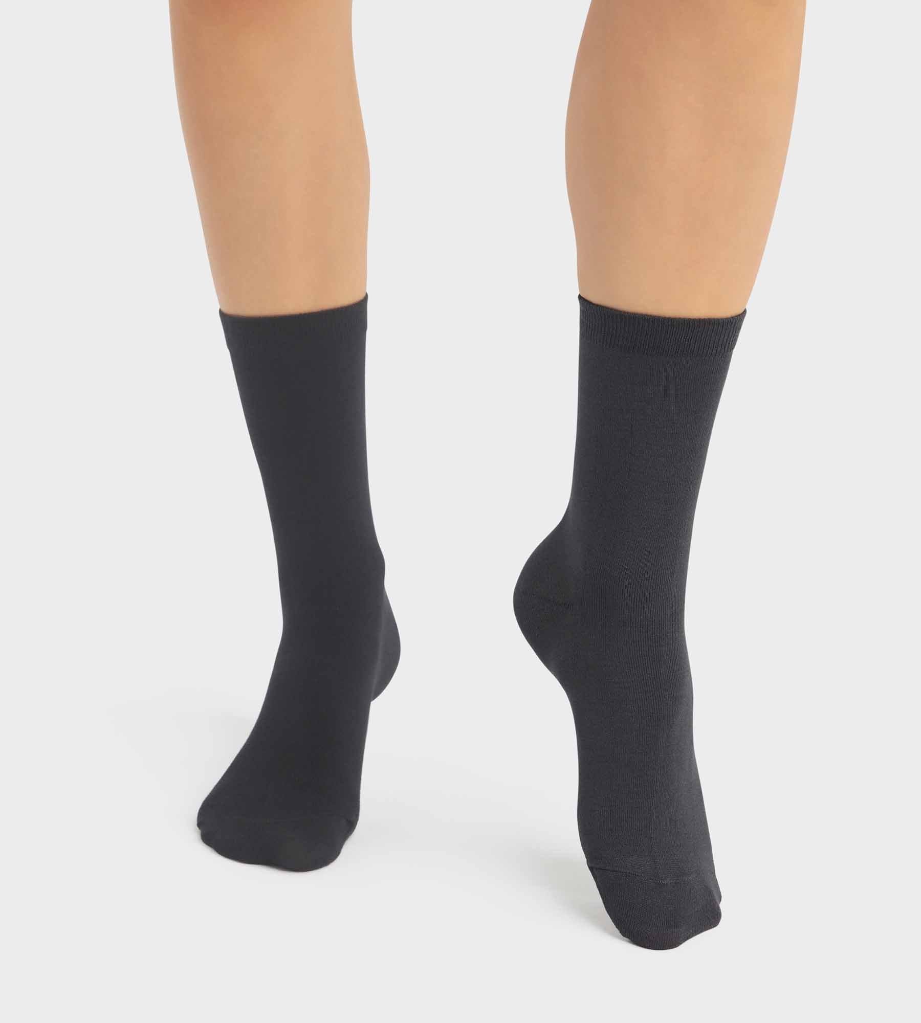 DIM 2er-Pack anthrazitfarbene Damensocken aus Viskose – DIM Bambus