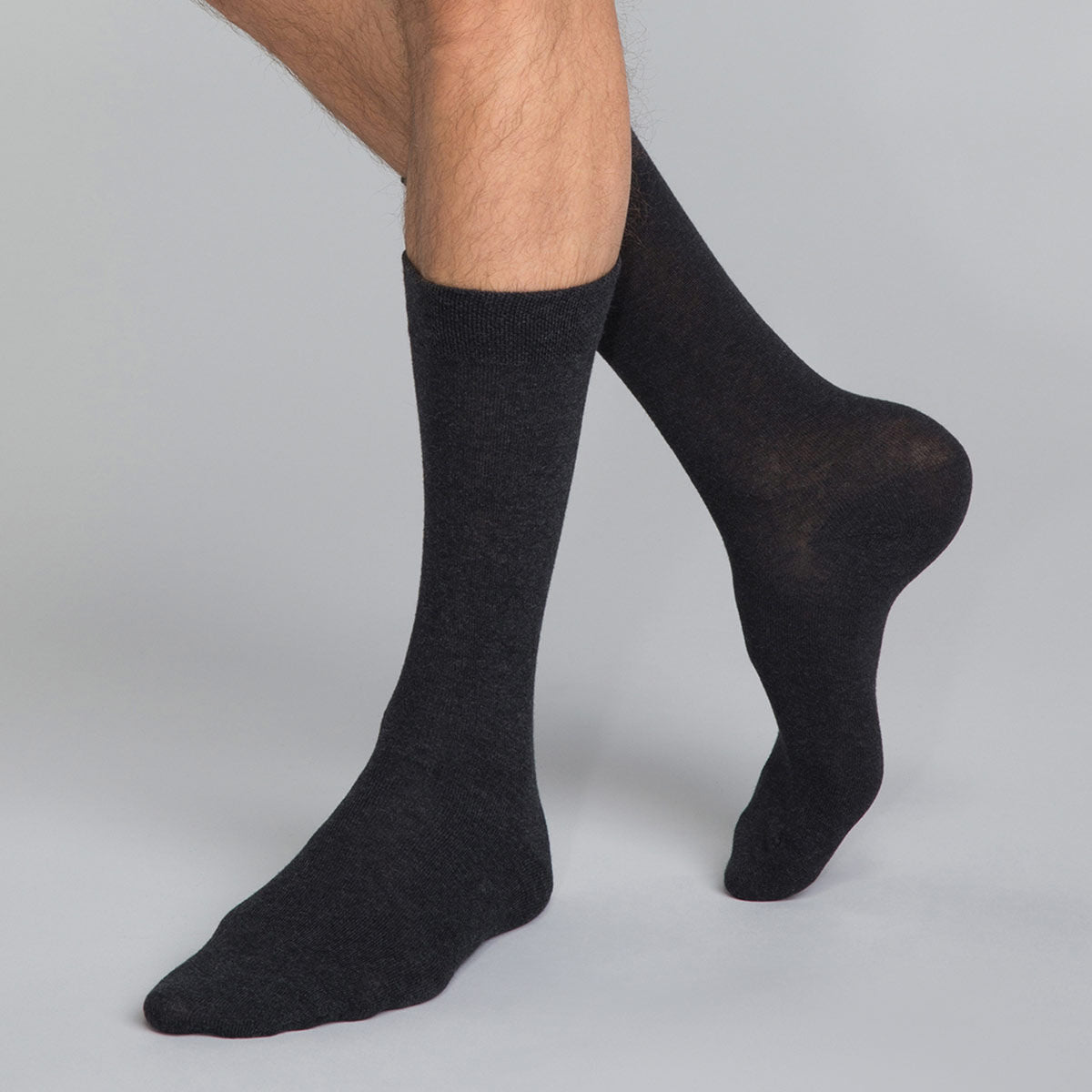 DIM 3er-Pack dunkelgraue Herrensocken aus Baumwolle - Basic Cotton