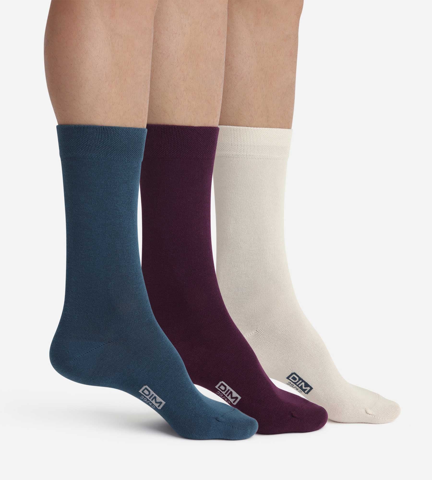 DIM 3 Paar Herrensocken Blau Violett Baumwolle