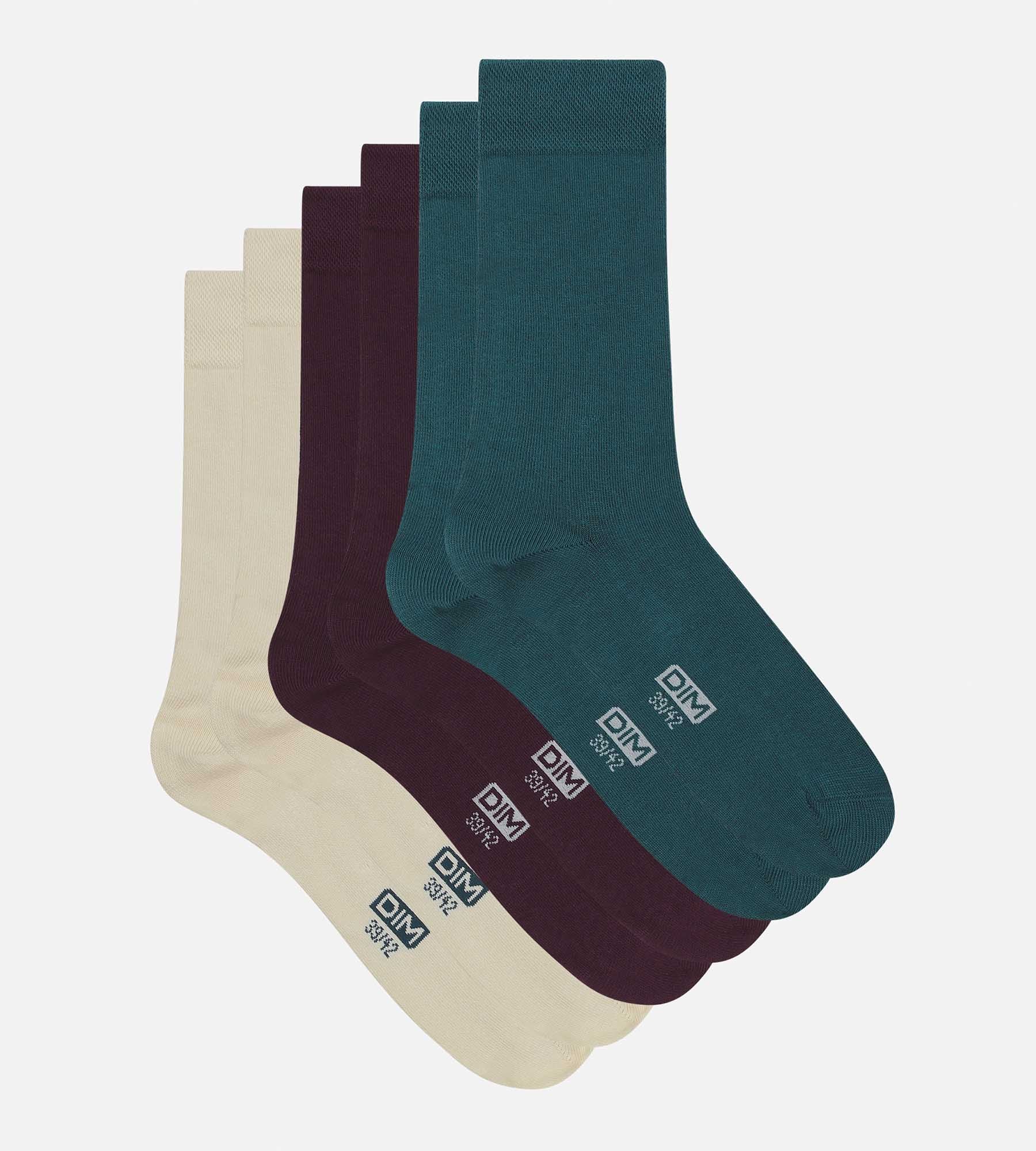 DIM 3 Paar Herrensocken Blau Violett Baumwolle