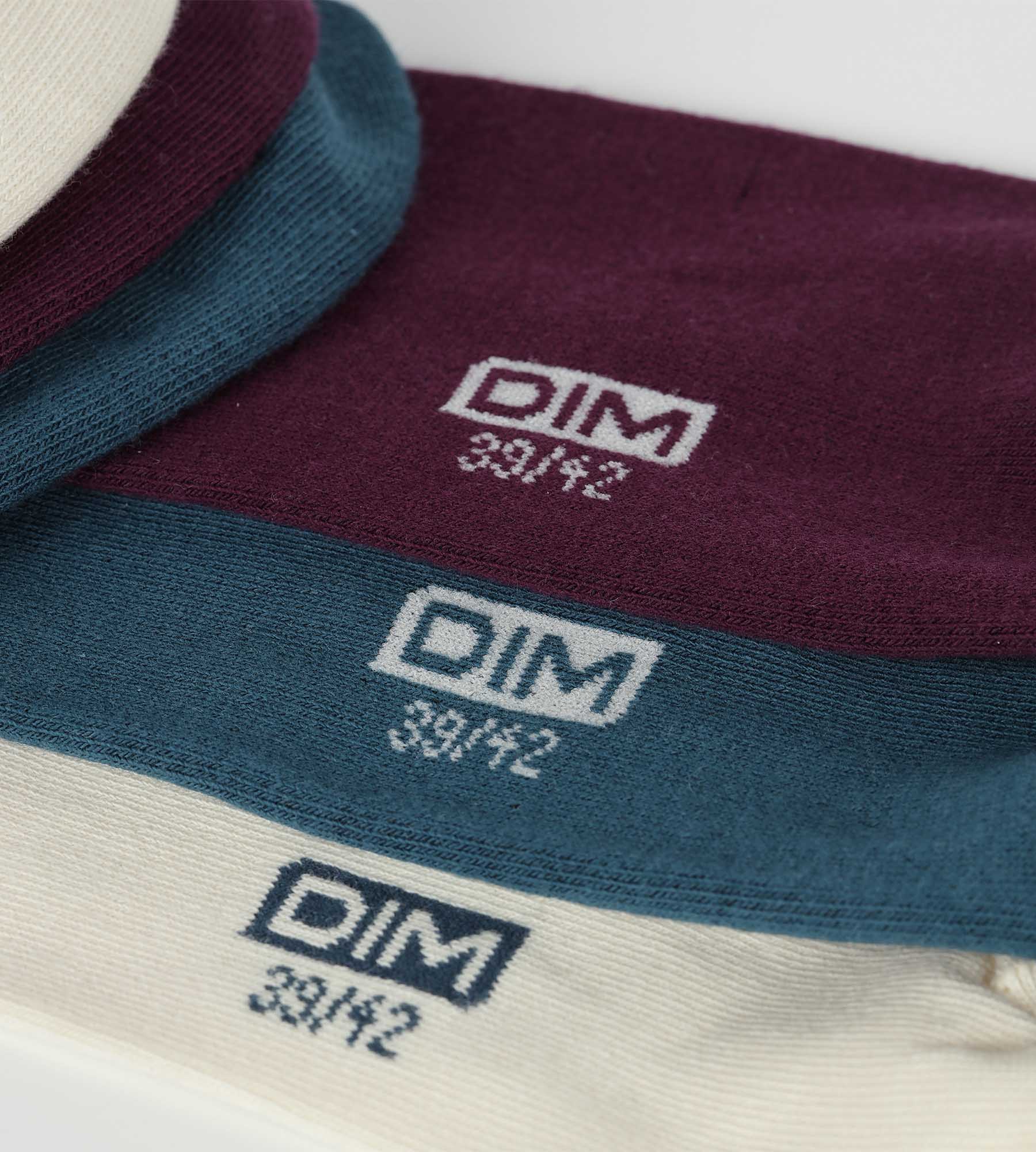DIM 3 Paar Herrensocken Blau Violett Baumwolle