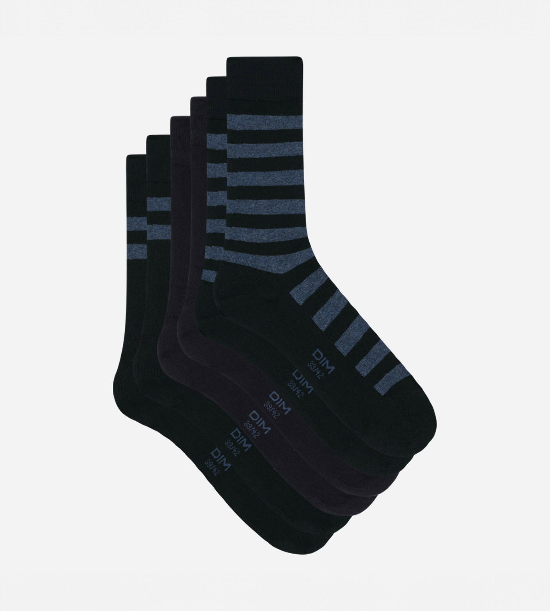 DIM 3er-Pack Herrensocken aus Baumwolle blau/gestreift - Cotton Style