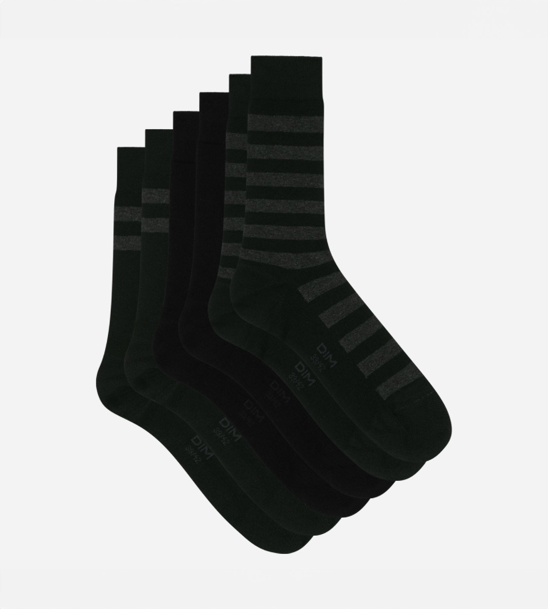 DIM 3er-Pack Herrensocken aus Baumwolle schwarz/gestreift - Cotton Style