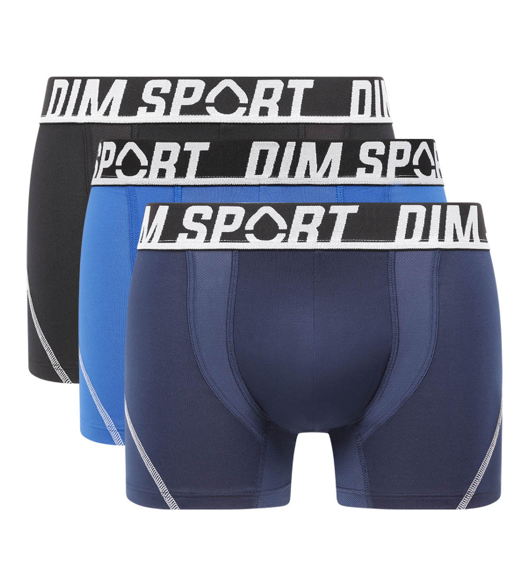 DIM 3er-Pack Boxershorts aus Mikrofaser schwarz/blau/cyanblau - DIM Sport