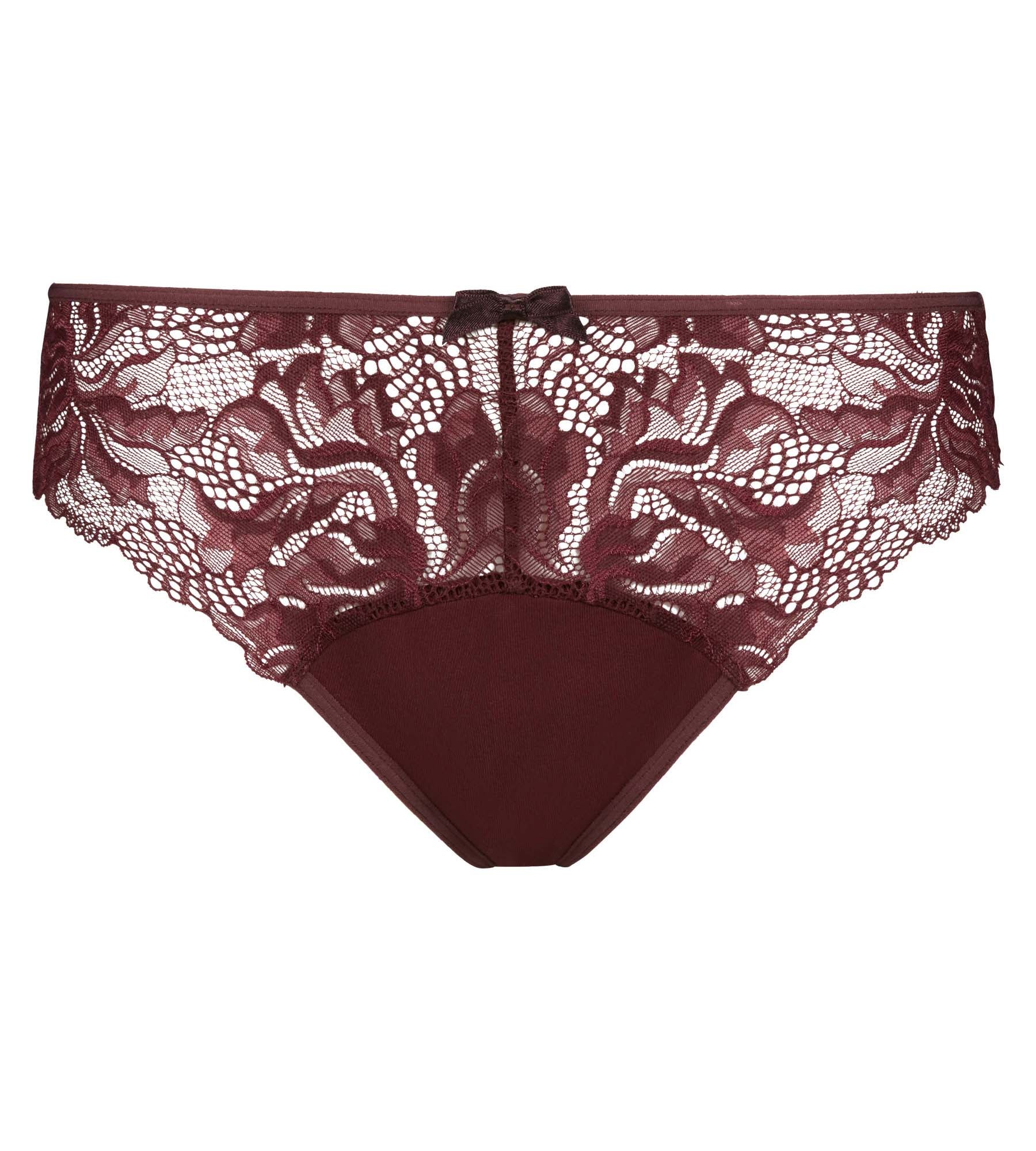 DIM Rubinroter Brazilian Slip aus Mikrofaser und Spitze - Generous Essentiel