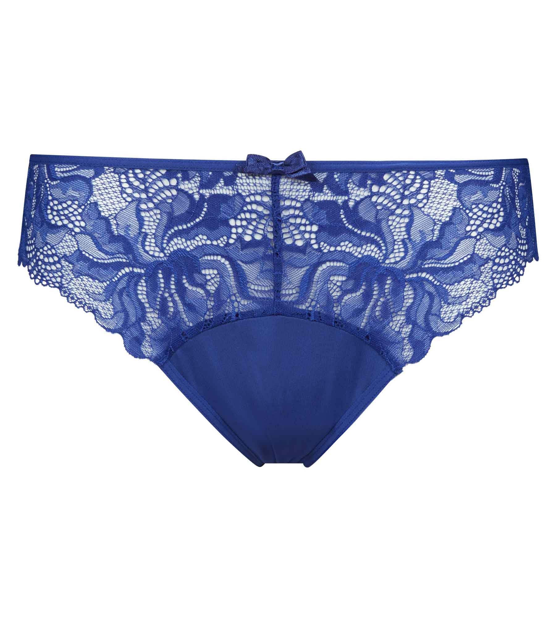 DIM Ultramarinblauer Brazilian Slip aus Mikrofaser und Spitze - Generous Essentiel