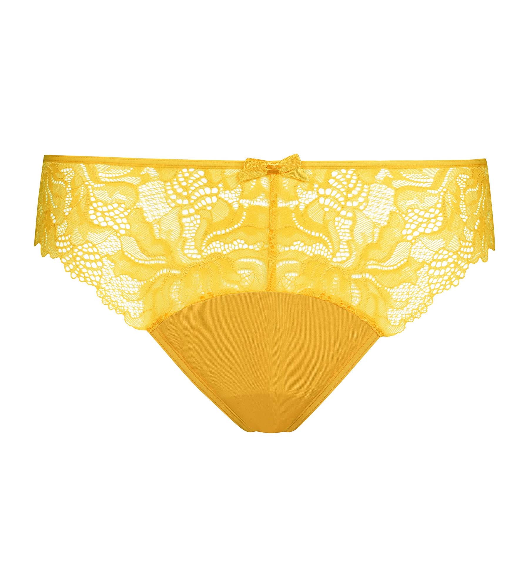 DIM Gelber Brazilian aus Mikrofaser und Spitze – Generous Essentiel