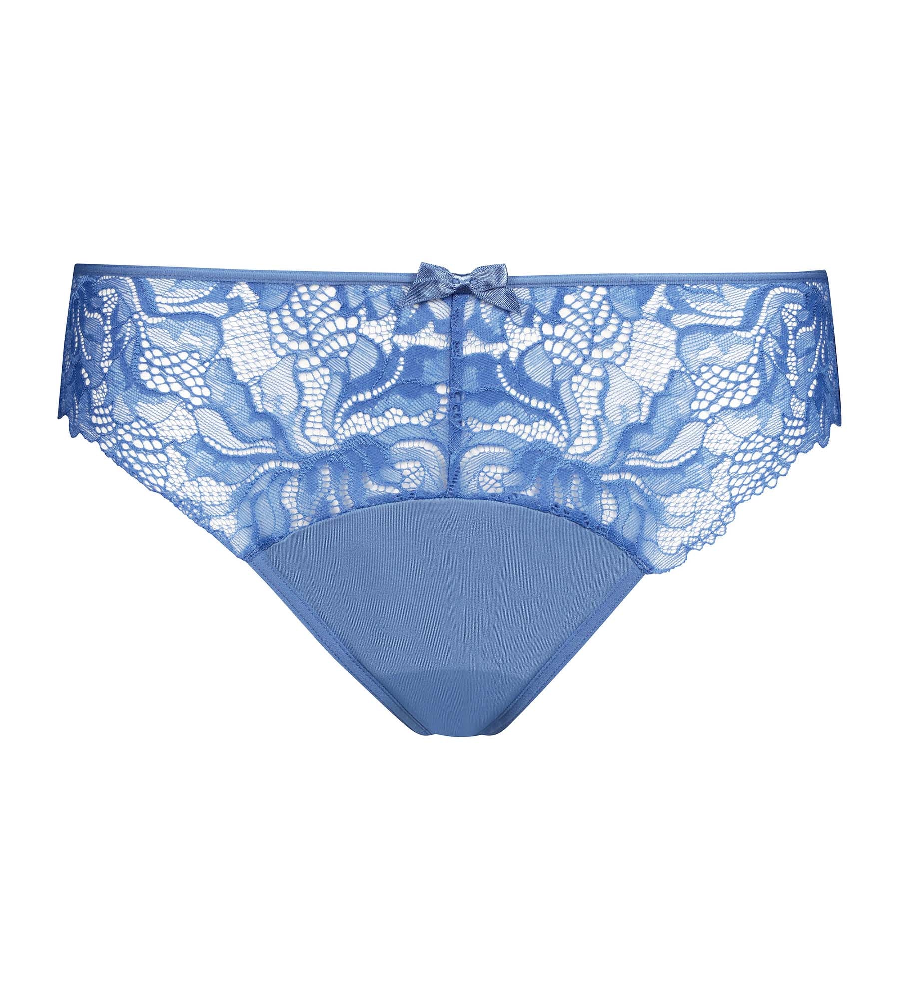 DIM Blauer Brazilian aus Mikrofaser und Spitze – Generous Essentiel