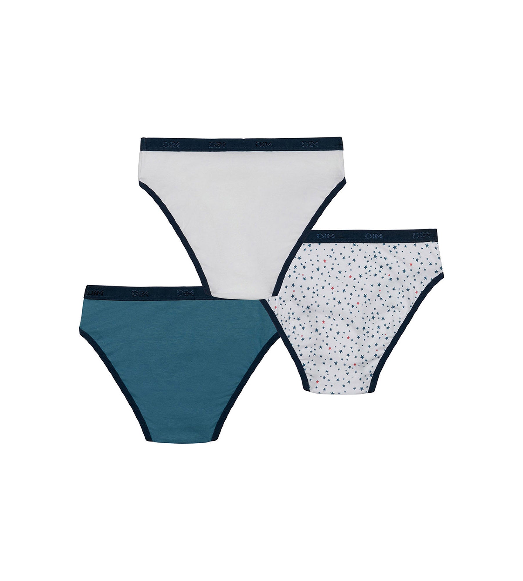 DIM 3er-Pack blau/weiße Mädchenslips mit Sternen-Print - Pockets