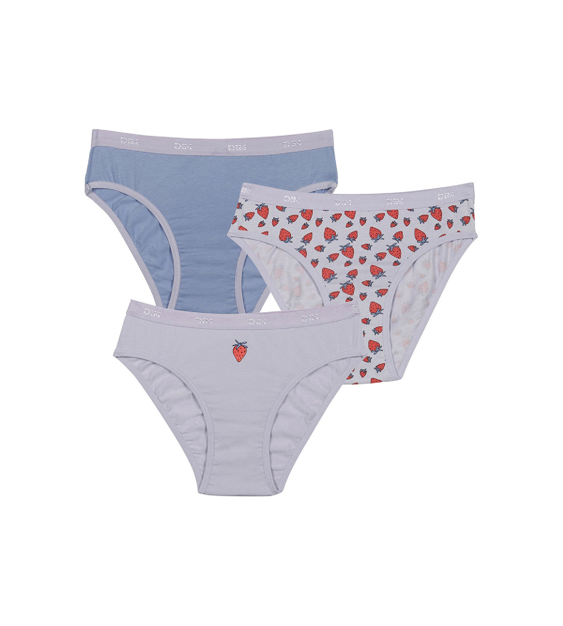 DIM 3er-Pack fliederfarbene Mädchenslips mit Erdbeerprint - Pockets
