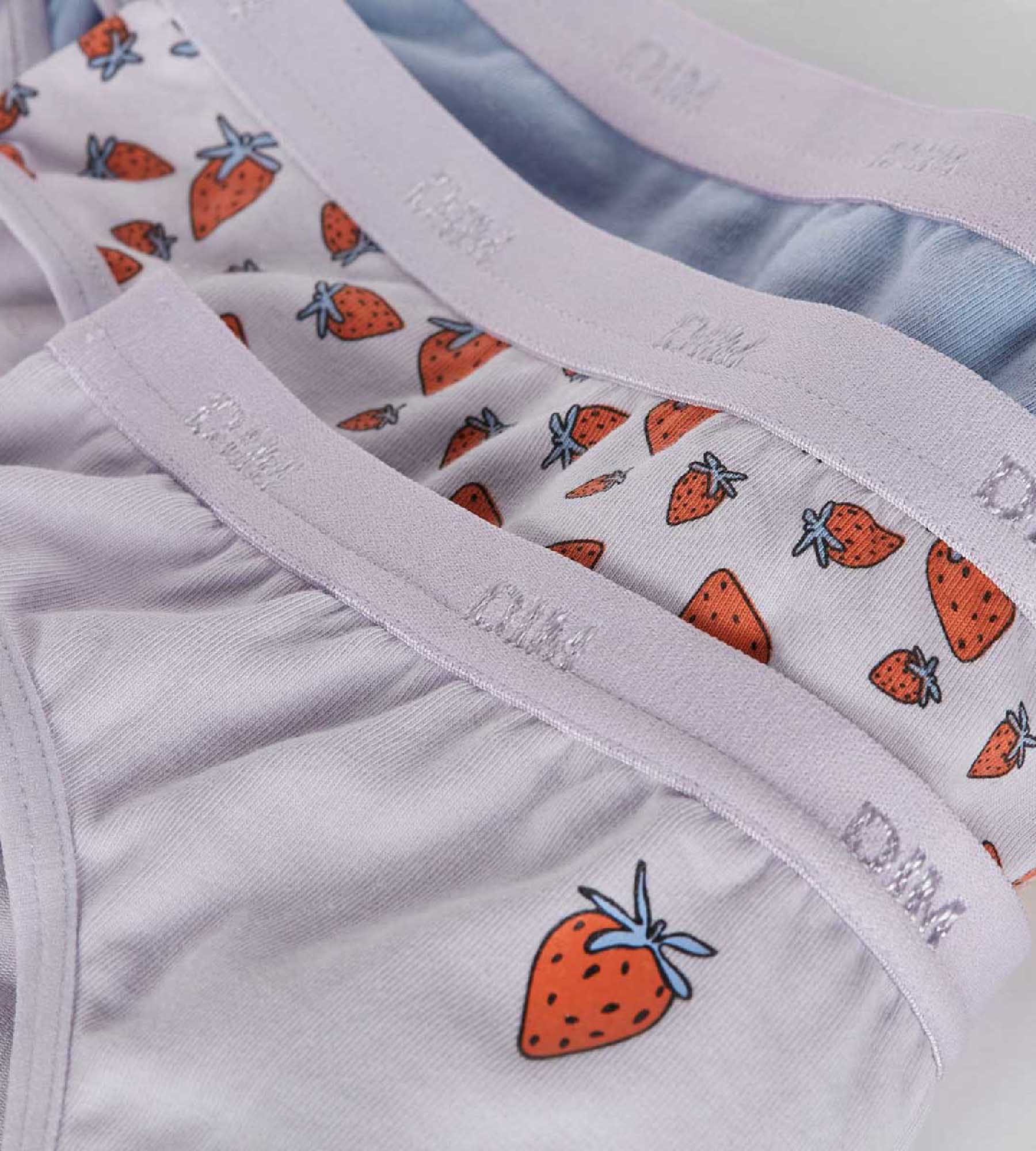 DIM 3er-Pack fliederfarbene Mädchenslips mit Erdbeerprint - Pockets