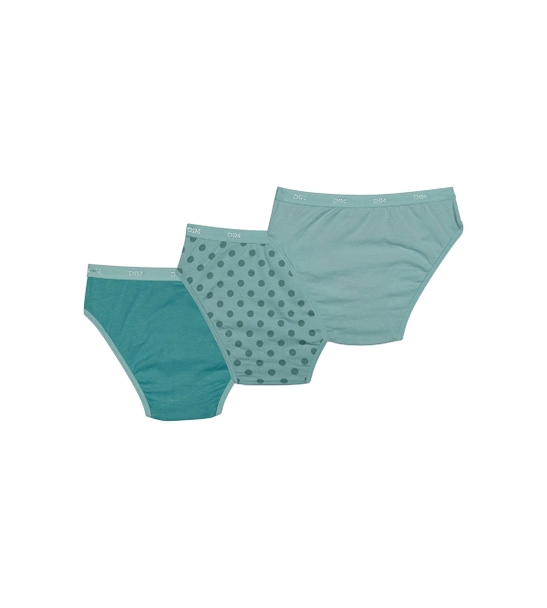 DIM 3er-Pack aquagrüne Mädchenslips mit Punkte-Print - Pockets