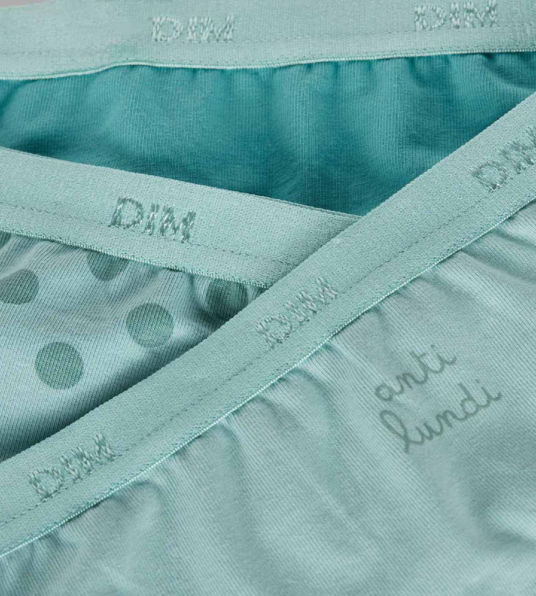 DIM 3er-Pack aquagrüne Mädchenslips mit Punkte-Print - Pockets