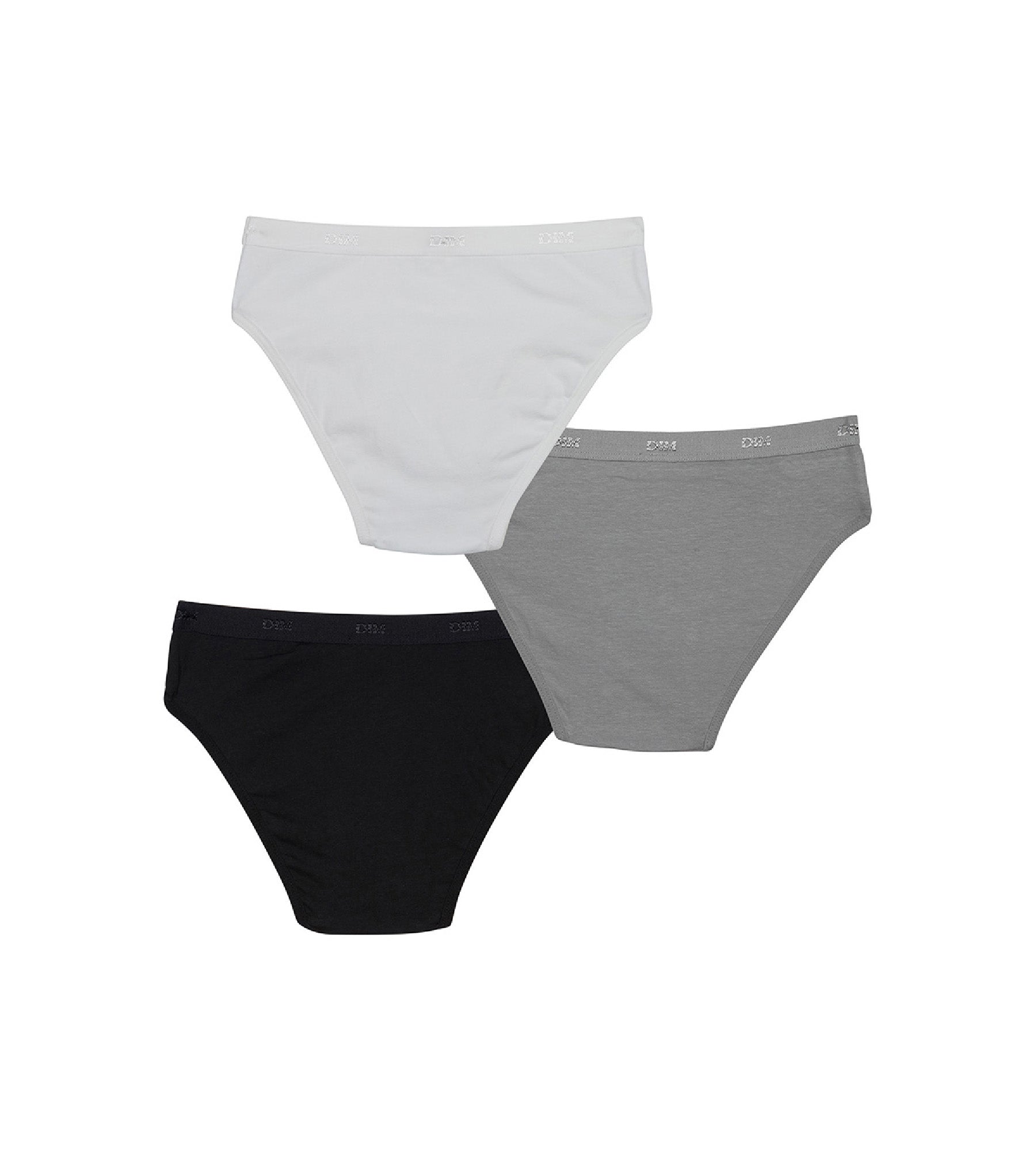 DIM 3er-Pack Mädchenslips mit Logobund schwarz/weiß/grau - Pockets